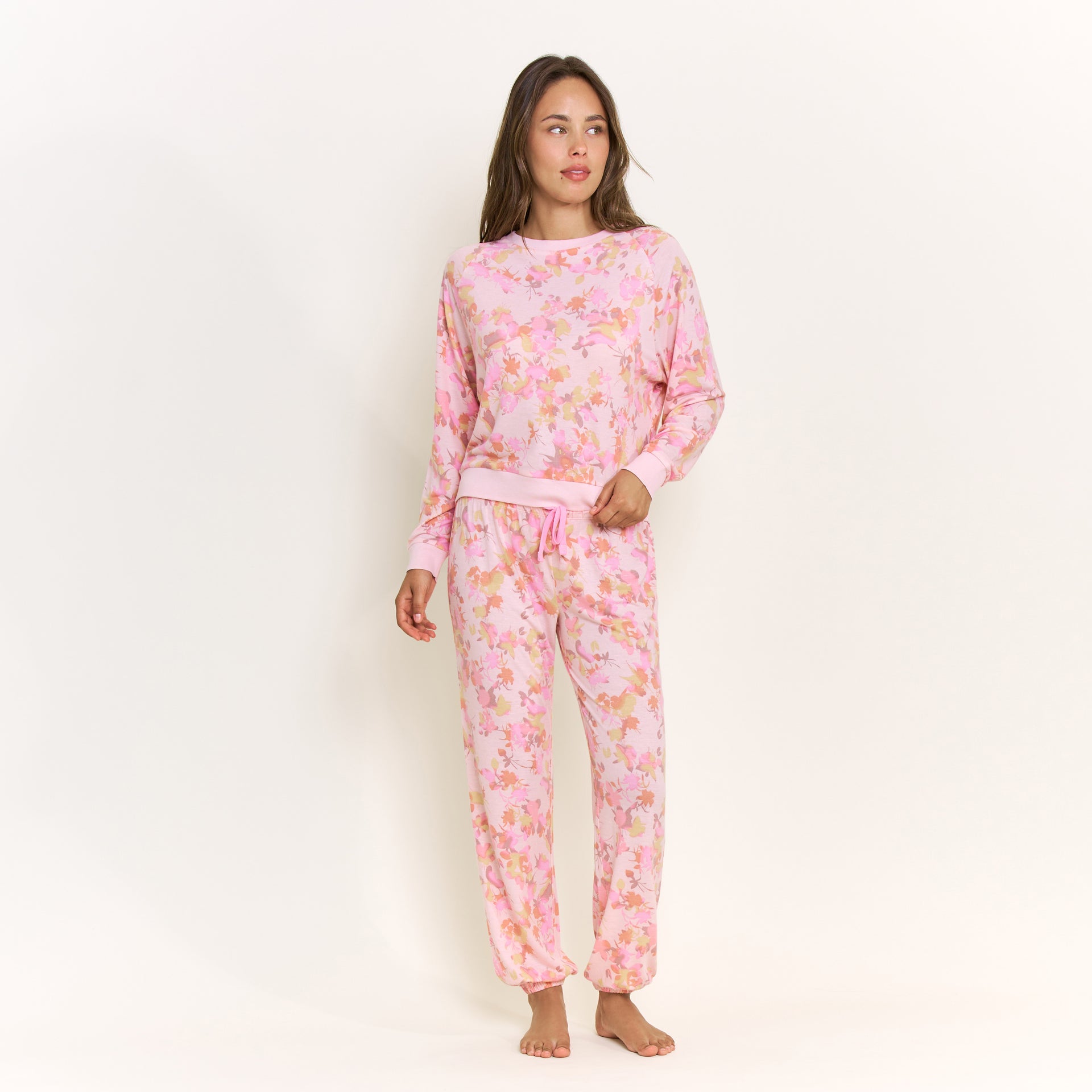 Star Seeker Long Set in Rose Quartz Floral - Sleepwear & Loungewear -