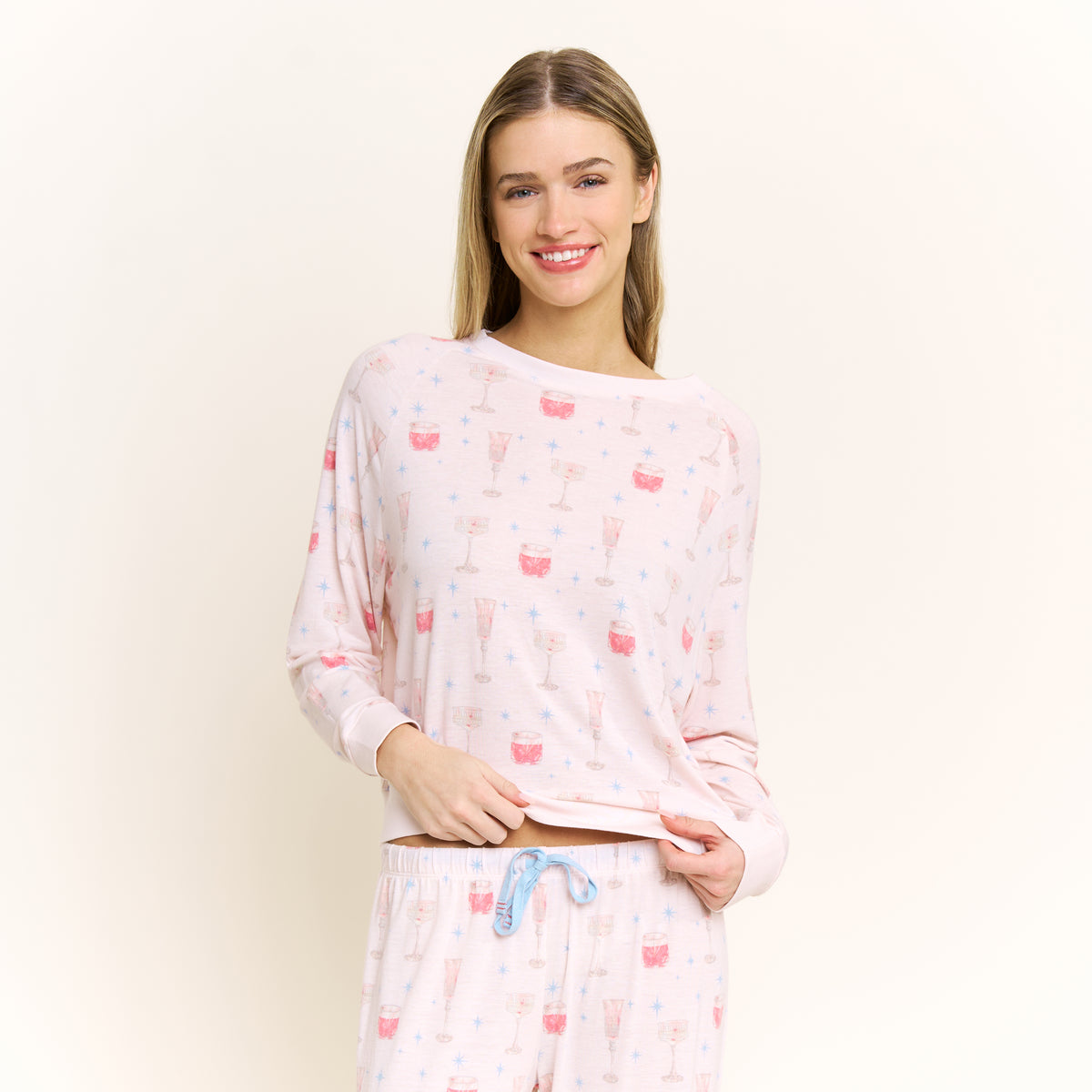 Star Seeker Long Set in Soft Pink Vintage Drinks - Sleepwear & Loungewear -