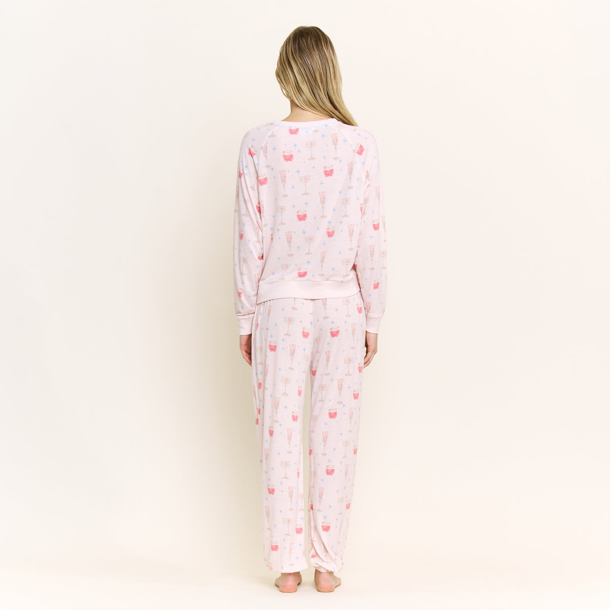 Star Seeker Long Set in Soft Pink Vintage Drinks - Sleepwear & Loungewear -