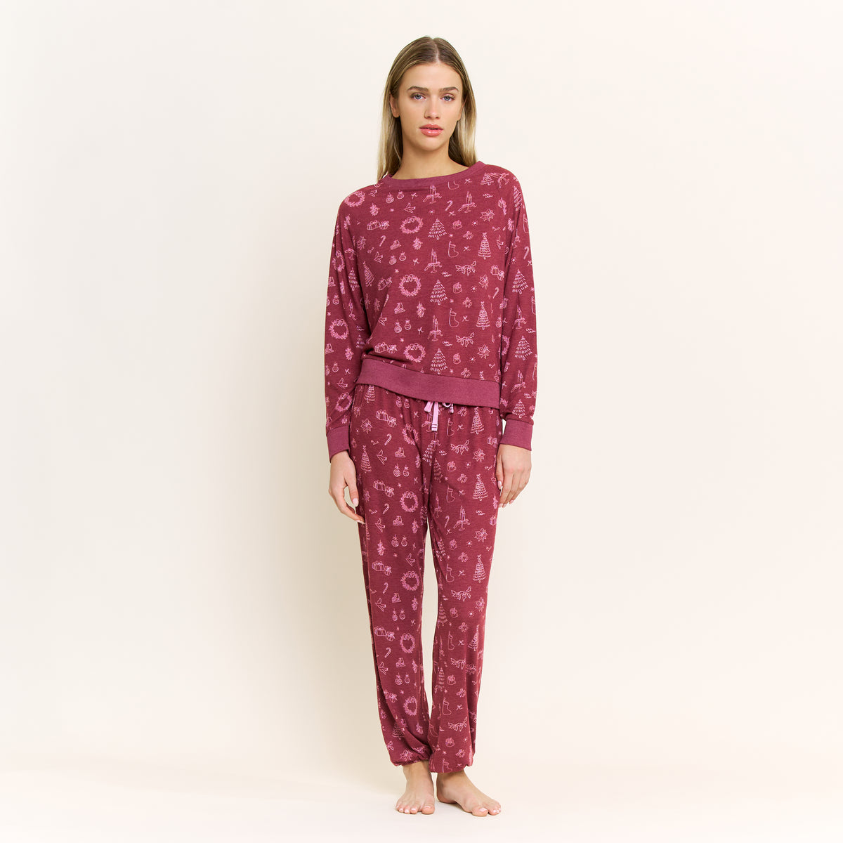 Star Seeker Long Set in Winterberry Sketch - Sleepwear & Loungewear -
