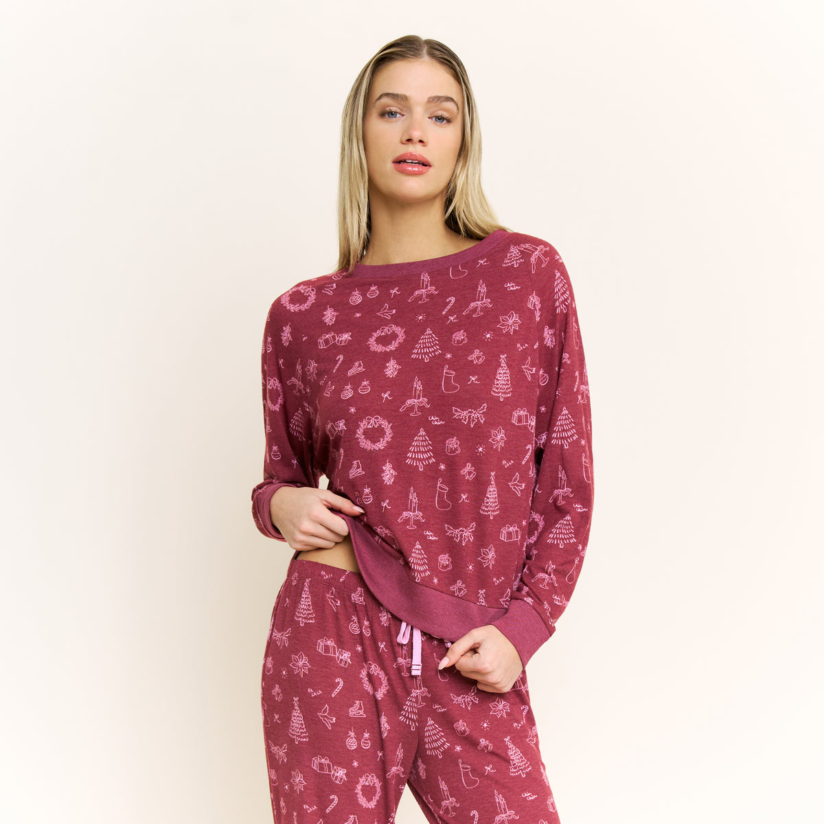 Star Seeker Long Set in Winterberry Sketch - Sleepwear & Loungewear -