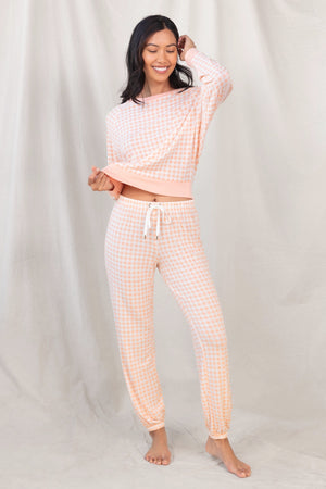 Star Seeker Long Pj Set - Loungewear - Apricot Gingham