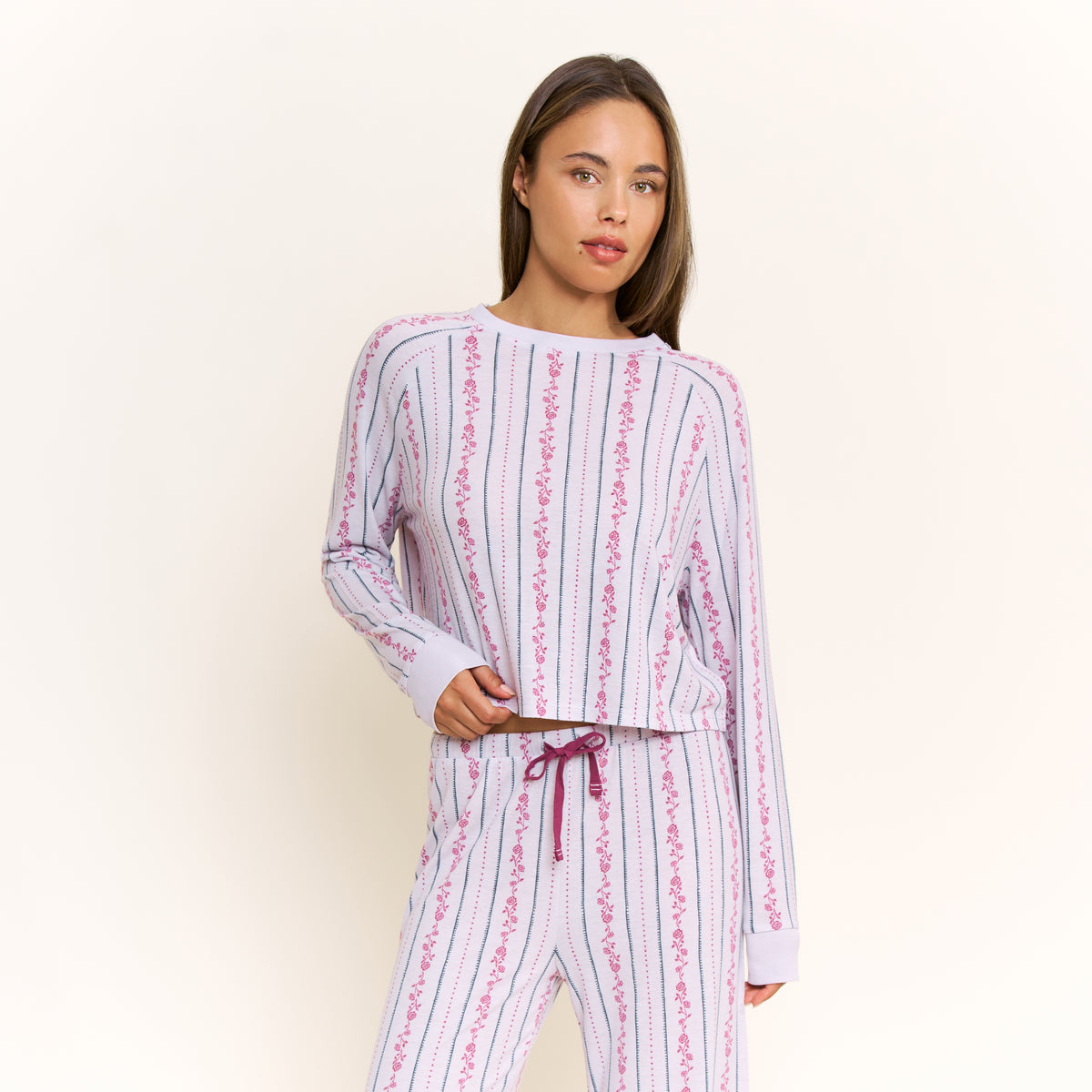 Star Seeker Long Open Set in Lilac Rose Stripe - -