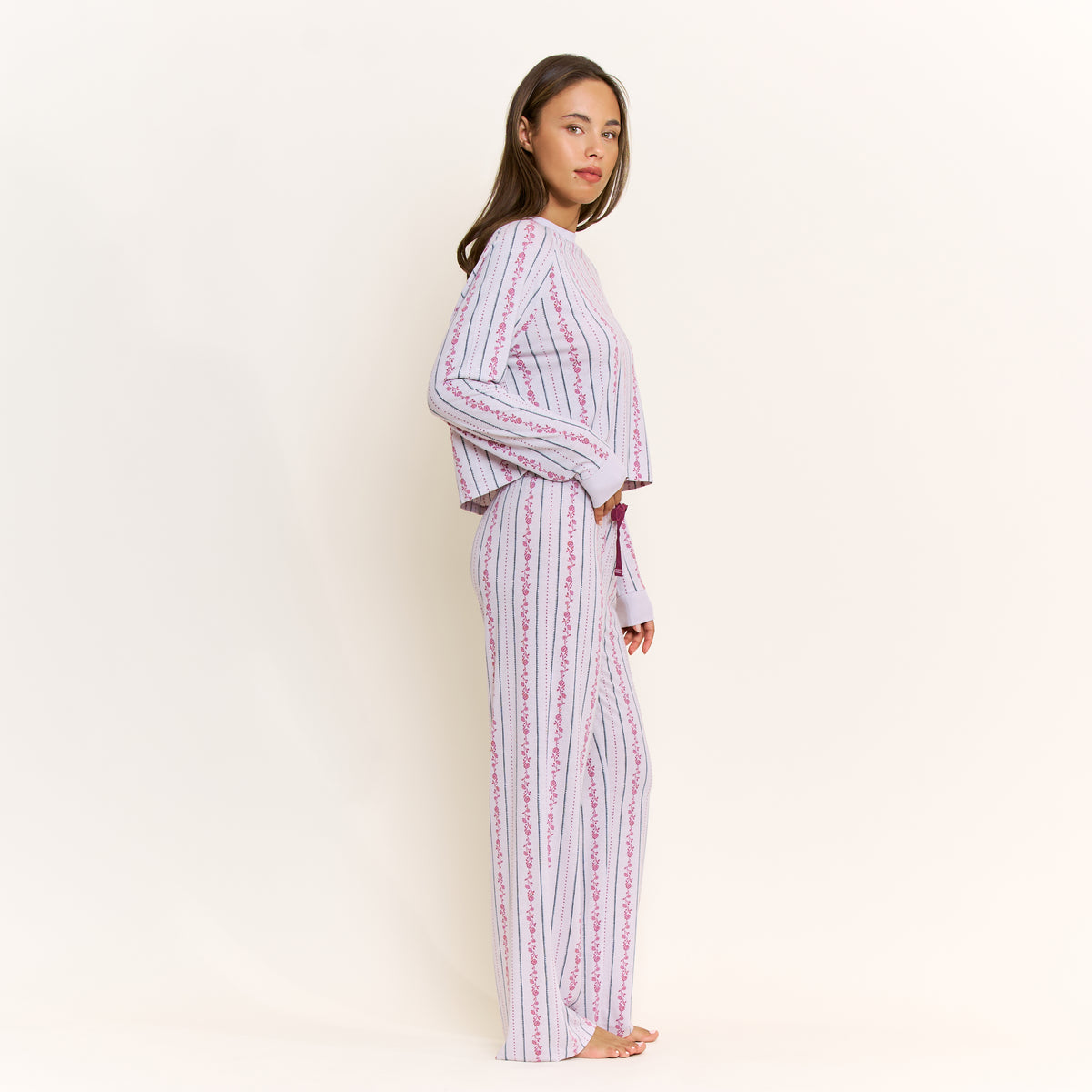 Star Seeker Long Open Set in Lilac Rose Stripe - -
