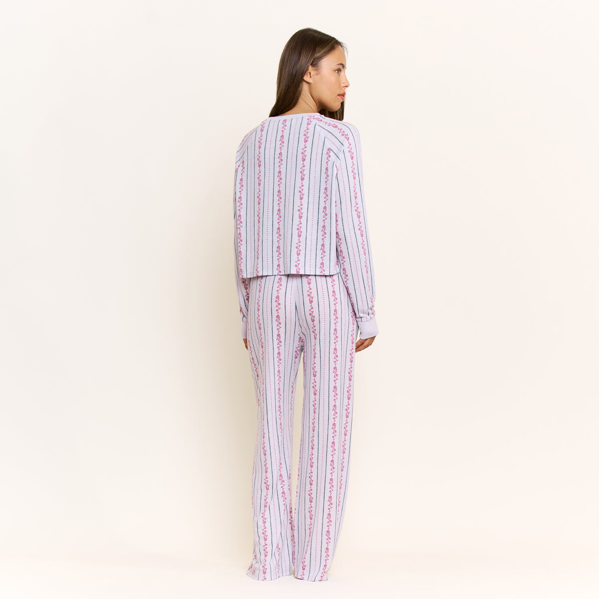 Star Seeker Long Open Set in Lilac Rose Stripe - -