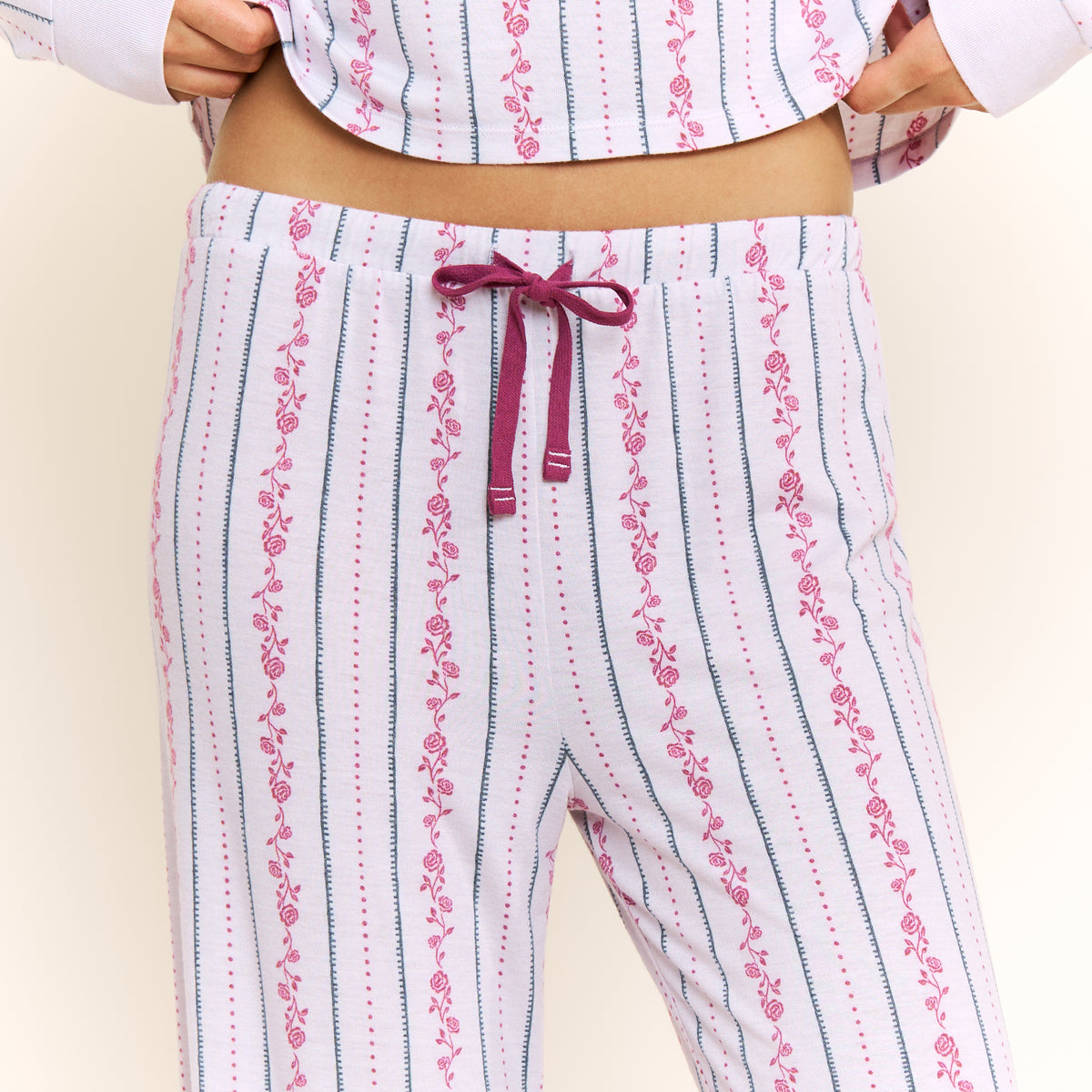 Star Seeker Long Open Set in Lilac Rose Stripe - -