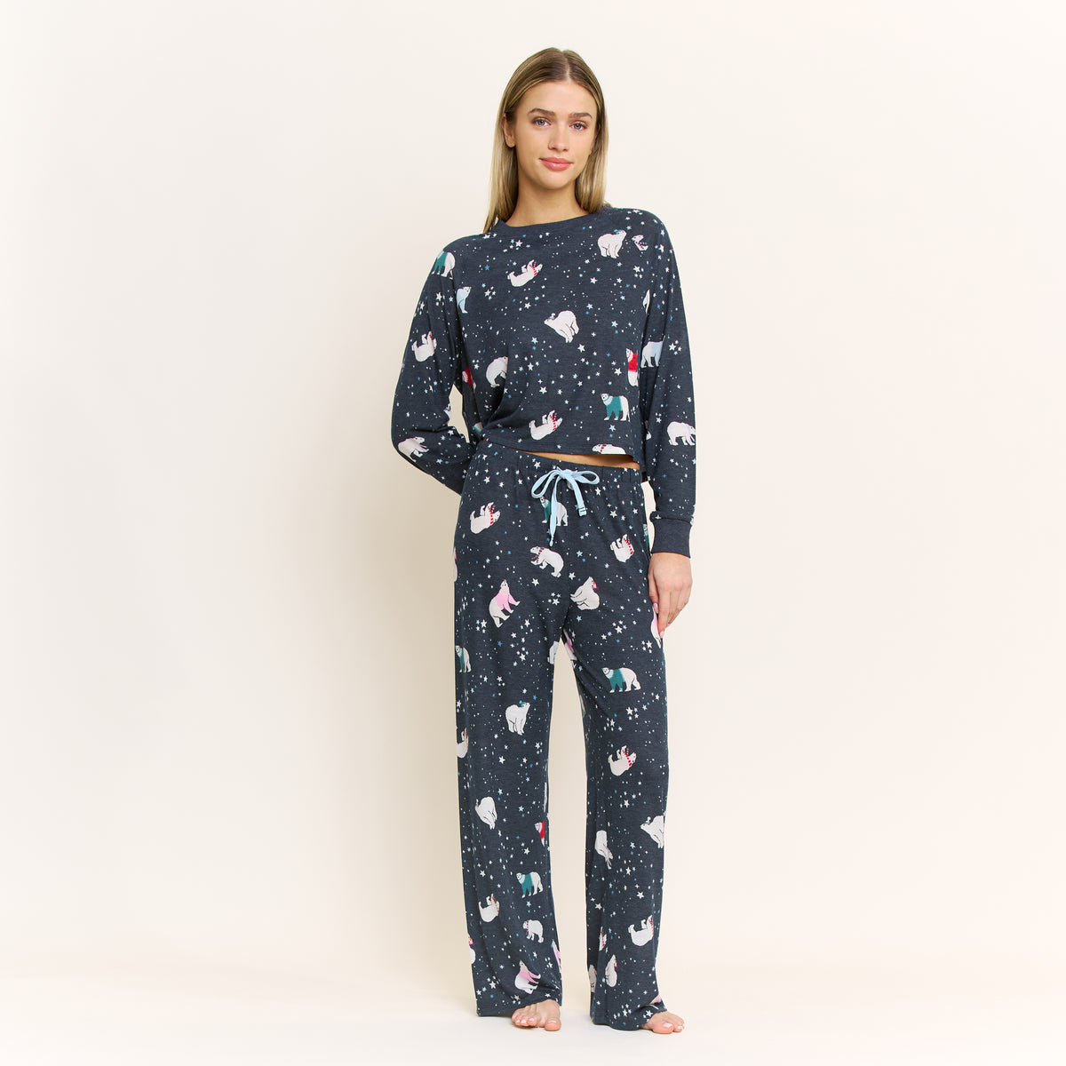 Star Seeker Long Open Set in Navy Polar Bears - -