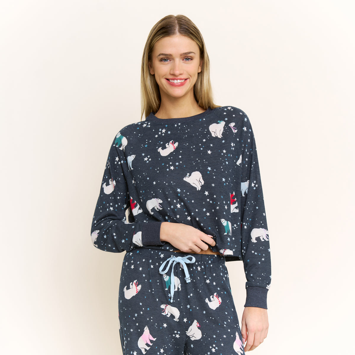 Star Seeker Long Open Set in Navy Polar Bears - -