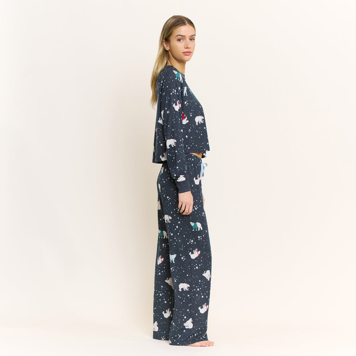 Star Seeker Long Open Set in Navy Polar Bears - -