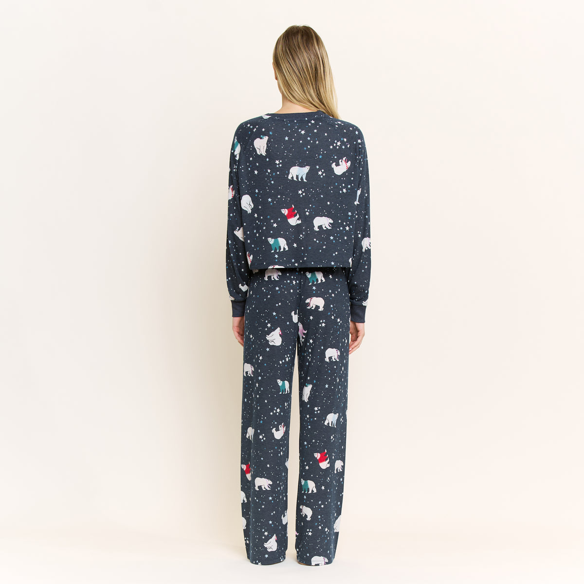Star Seeker Long Open Set in Navy Polar Bears - -