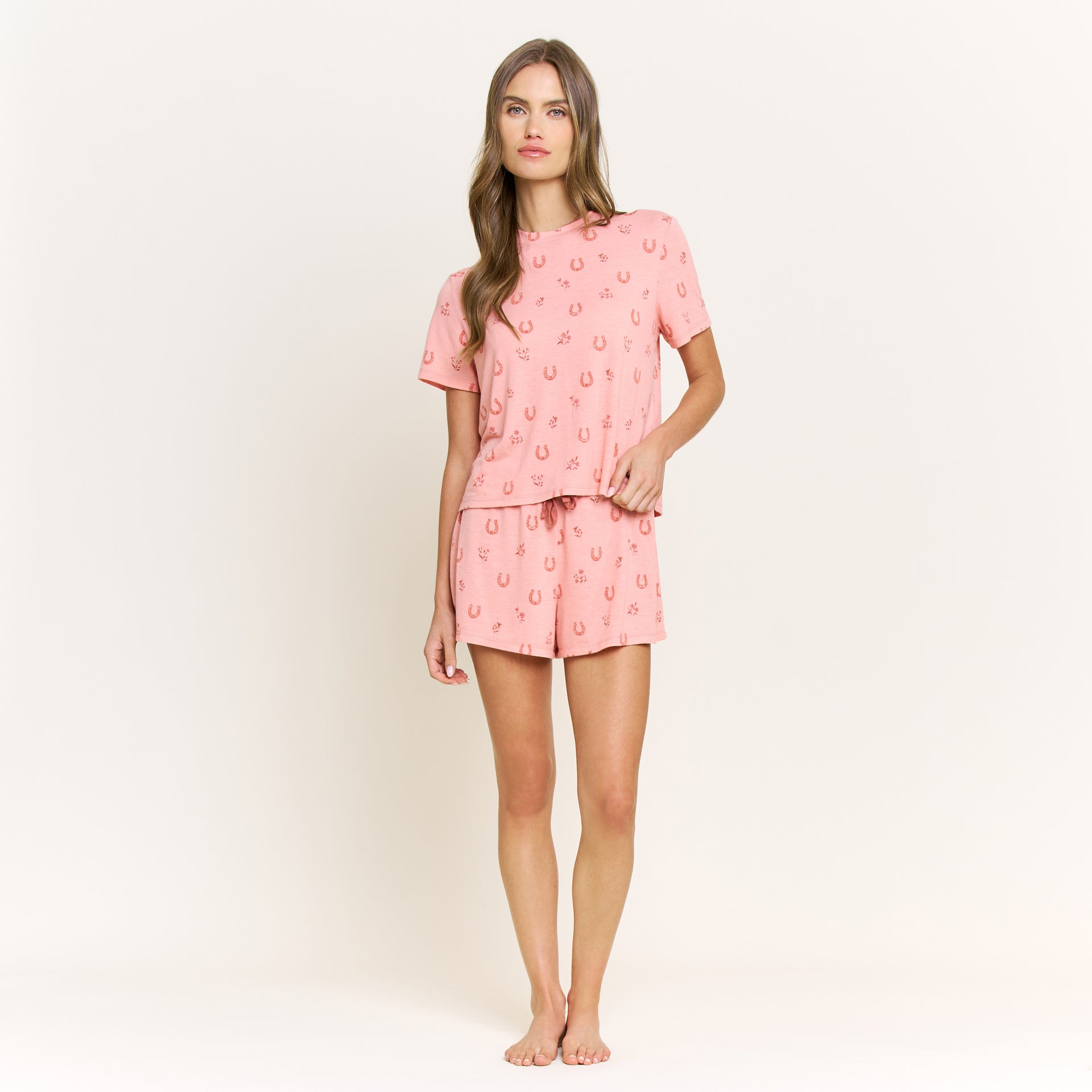 Star Seeker Tee Shortie Set in Dusty Rose Lucky Floral - -