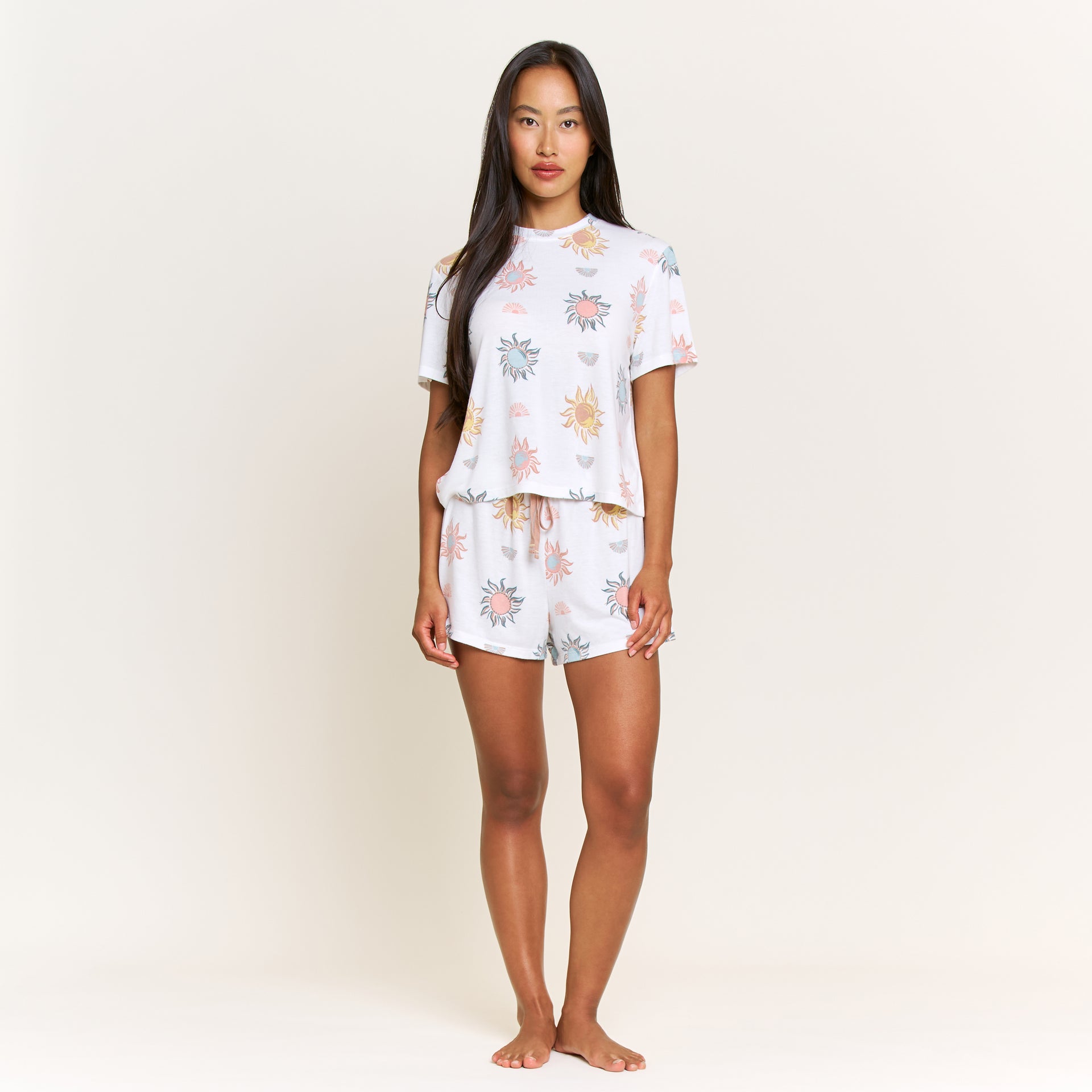 Star Seeker Tee Shortie Set in Ivory Western Suns - -