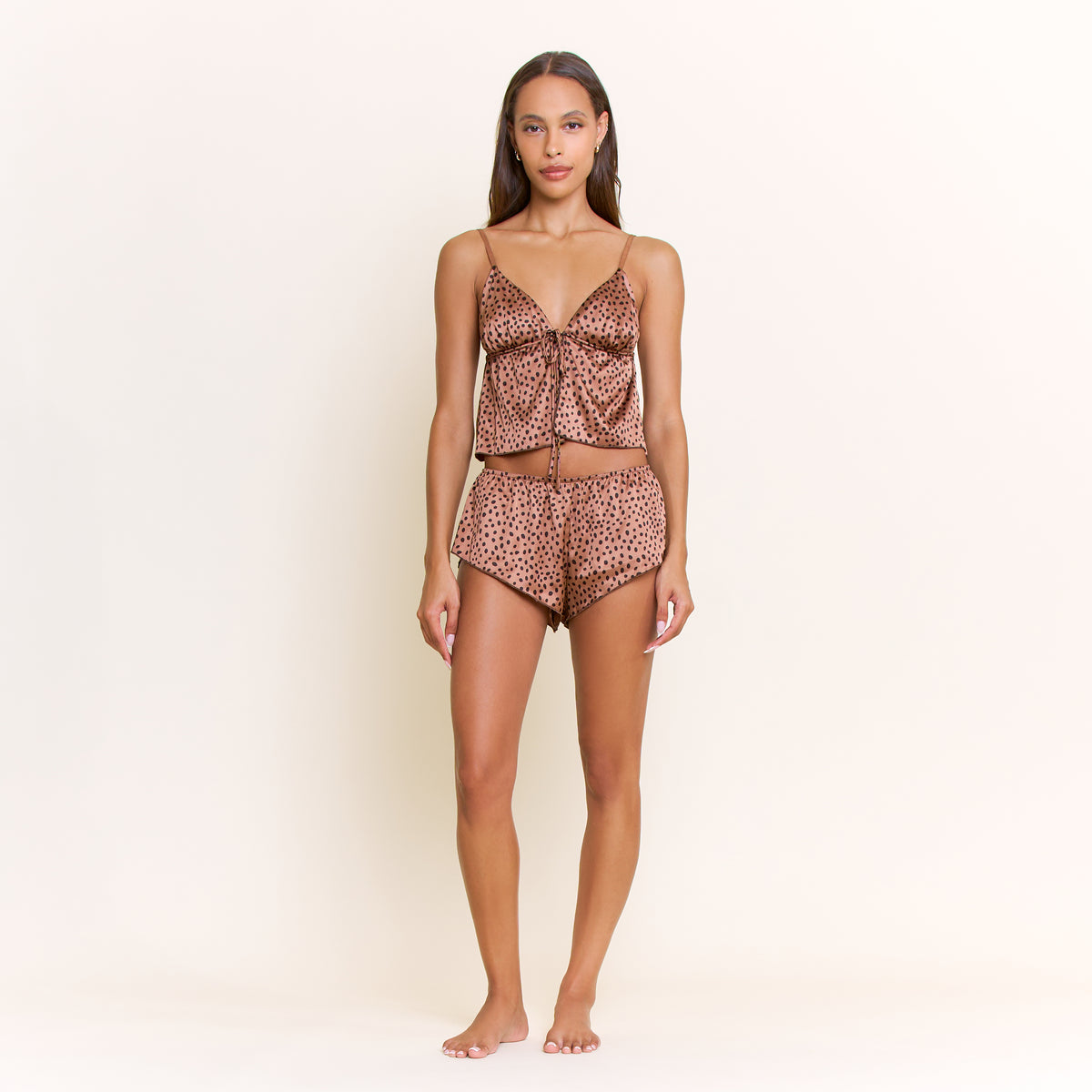 Megan Cami Shortie Set in Caramel Cheetah - -