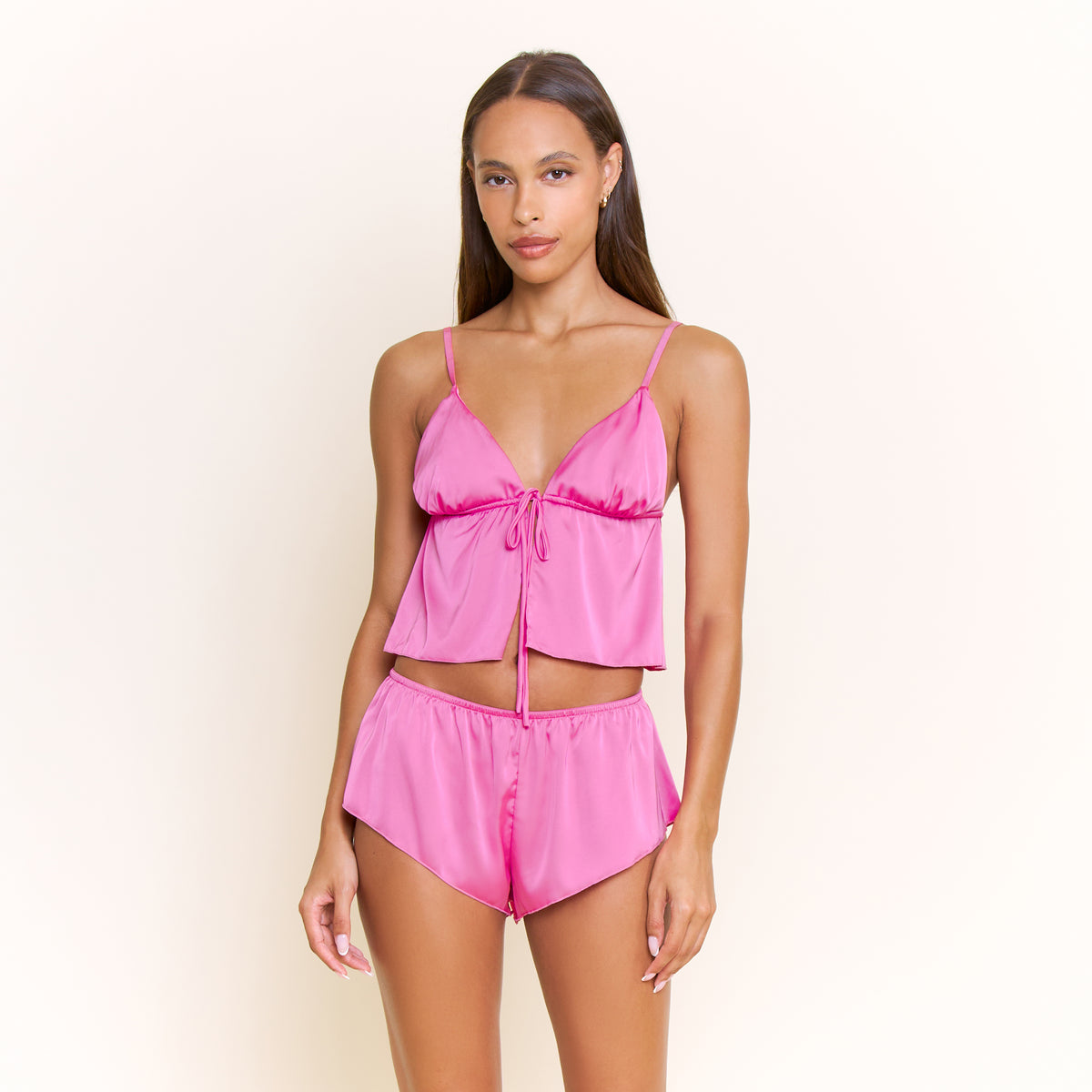 Megan Cami Shortie Set in Hot Fuchsia - -
