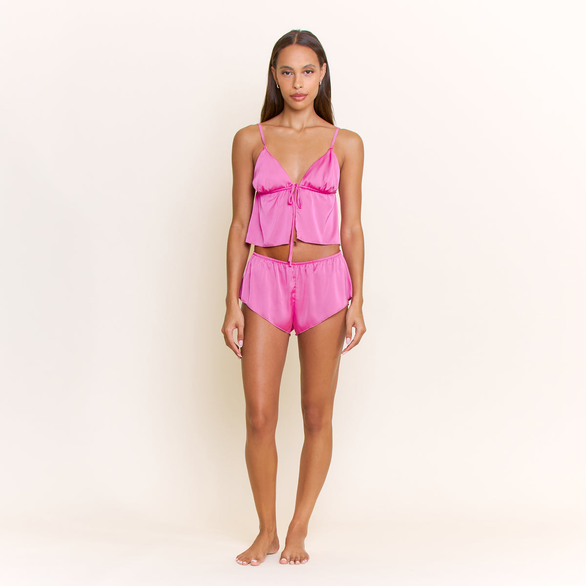 Megan Cami Shortie Set in Hot Fuchsia - -