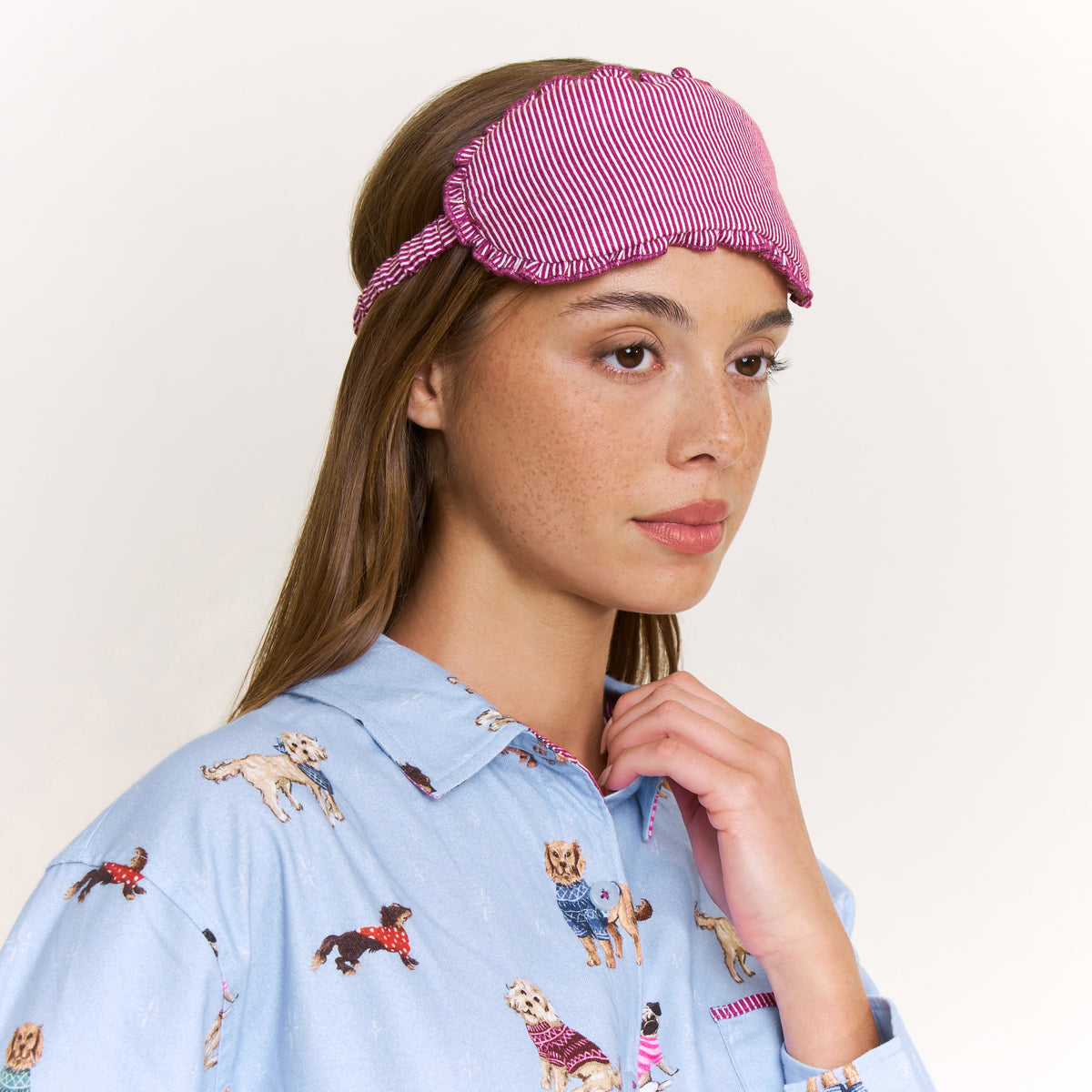 Sleep Squad Long Sleeve PJ Set in Arctic Blue Pups - -