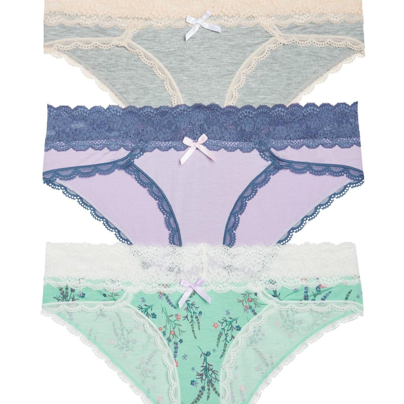 Ahna Hipster 3-Pack - Panty - Heather Grey Seashell Dreamer Clearwater Lavender