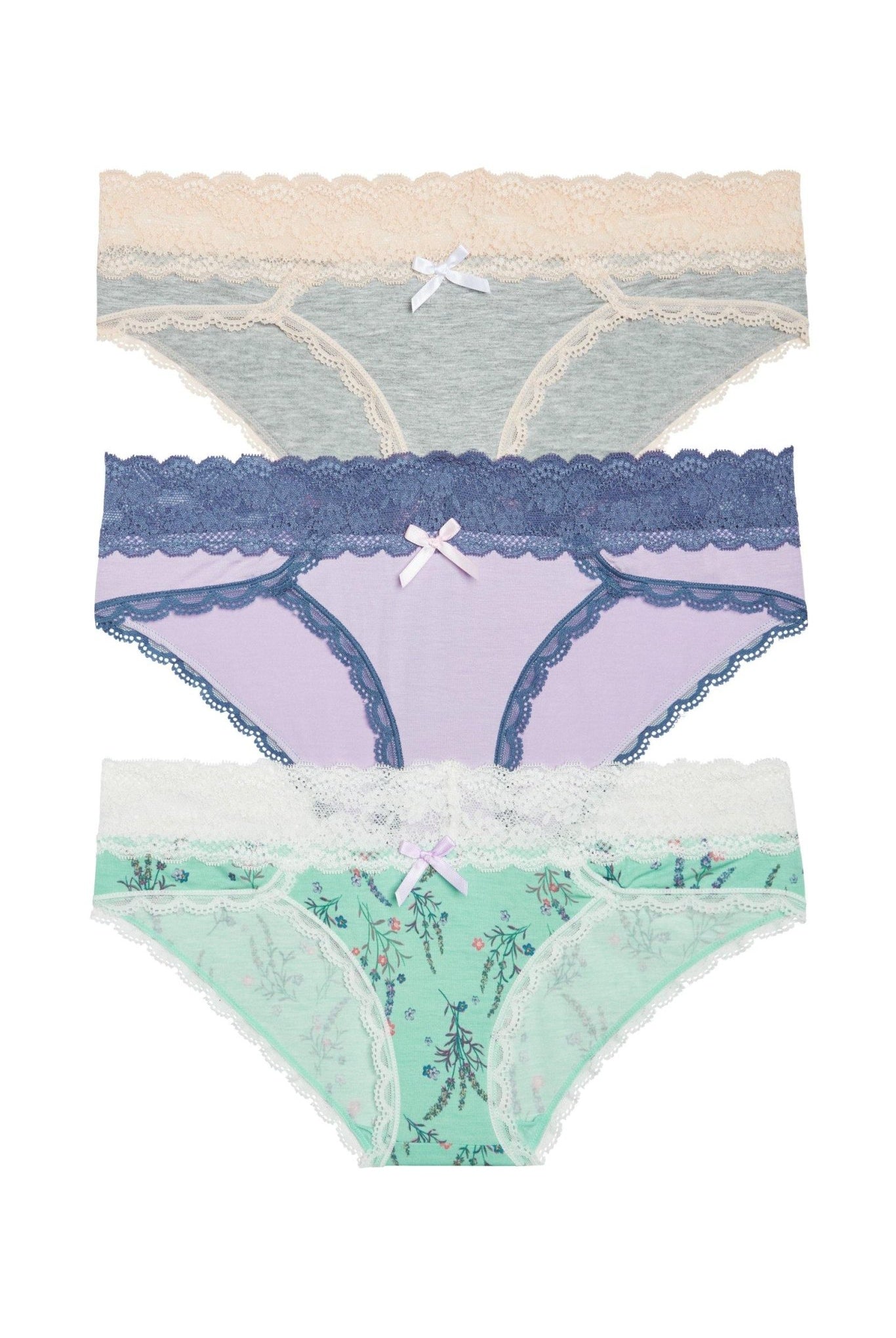 Ahna Hipster 3-Pack - Panty - Heather Grey Seashell Dreamer Clearwater Lavender