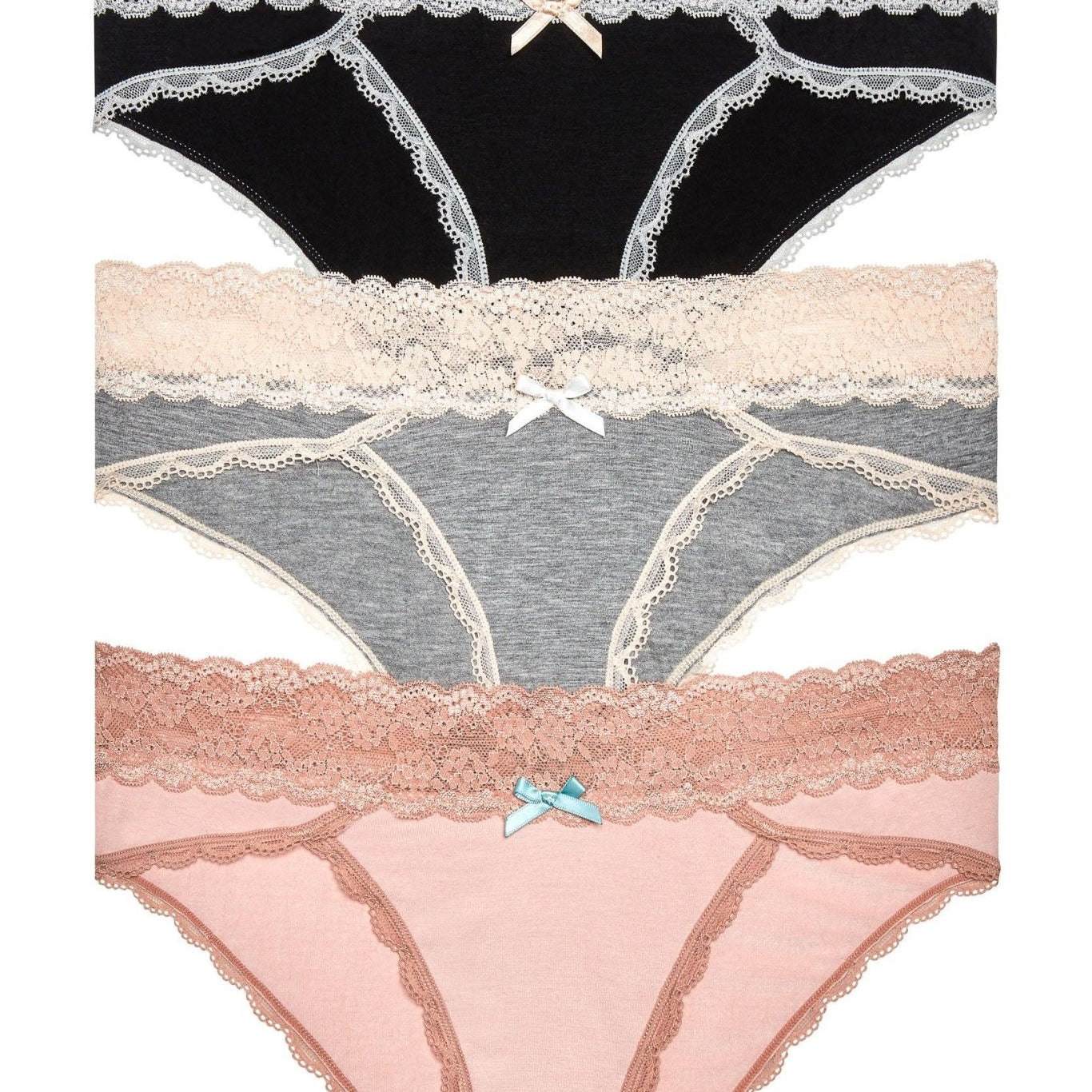 Ahna Hipster 3-Pack - Panty - Black Silver Heather Grey Gleam
