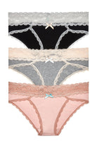 Ahna Hipster 3-Pack - Panty - Black Silver Heather Grey Gleam