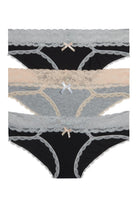 Ahna Hipster 3-Pack in Black Silver/Heather Grey/Black Silver - Panty -