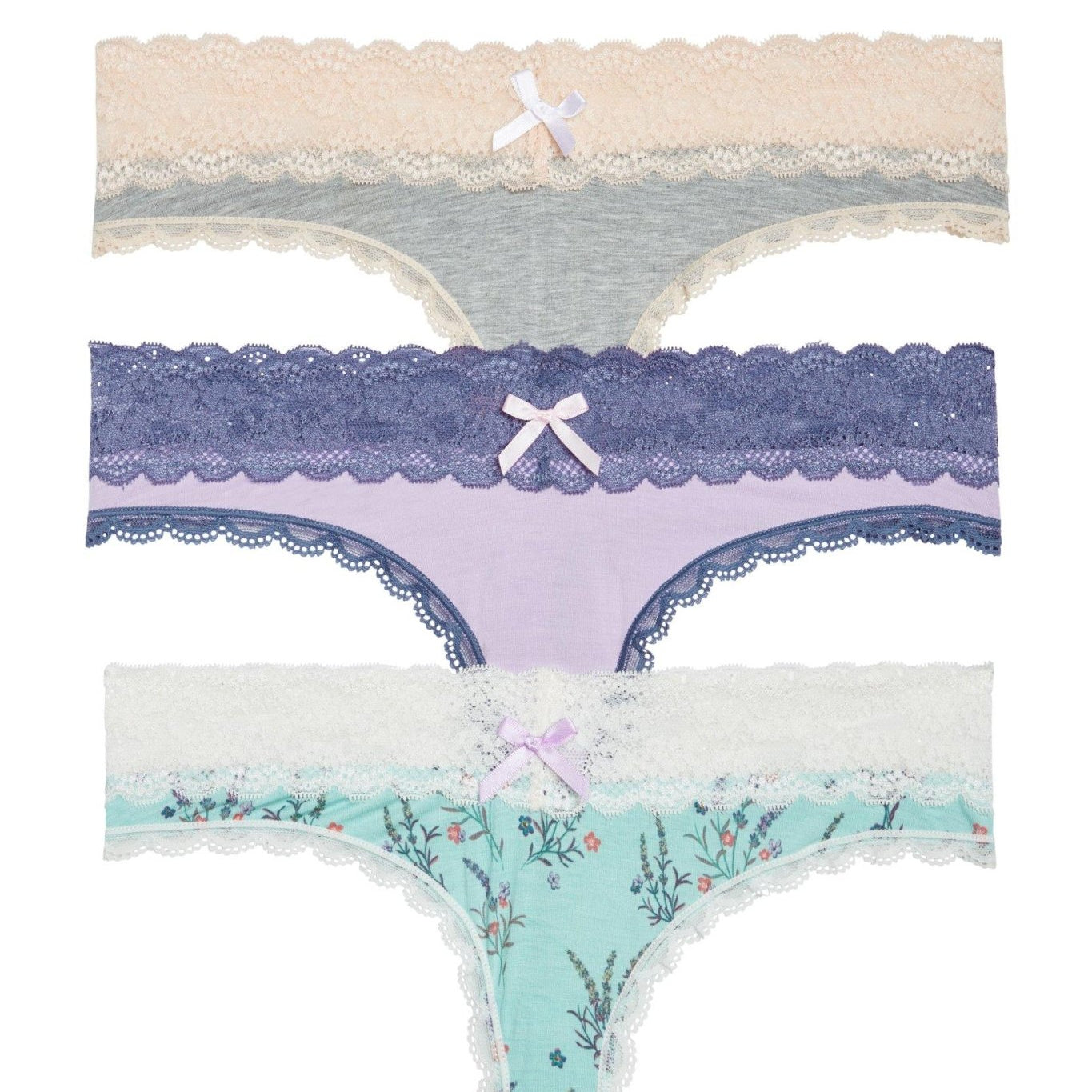 Ahna Thong 3-Pack - Panty - Heather Grey Seashell Dreamer Clearwater Lavender