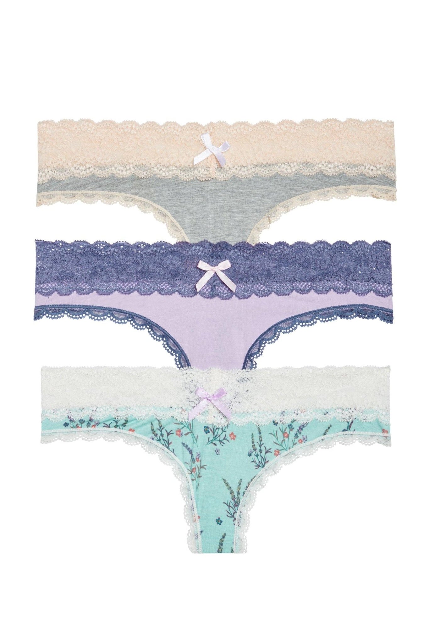 Ahna Thong 3-Pack - Panty - Heather Grey Seashell Dreamer Clearwater Lavender