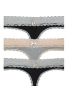 Ahna Thong 3-Pack in Black Silver/Heather Grey/Black Silver - Panty -