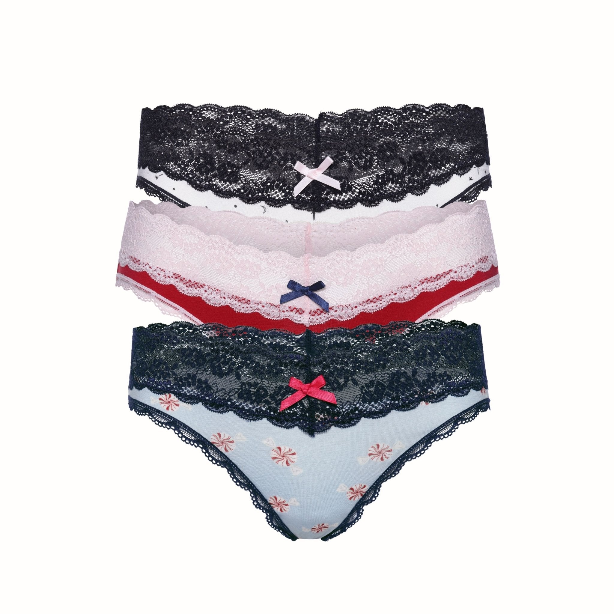 Ahna Thong 3-Pack in Ivory Galaxy/Teaberry/Frost Candy - -