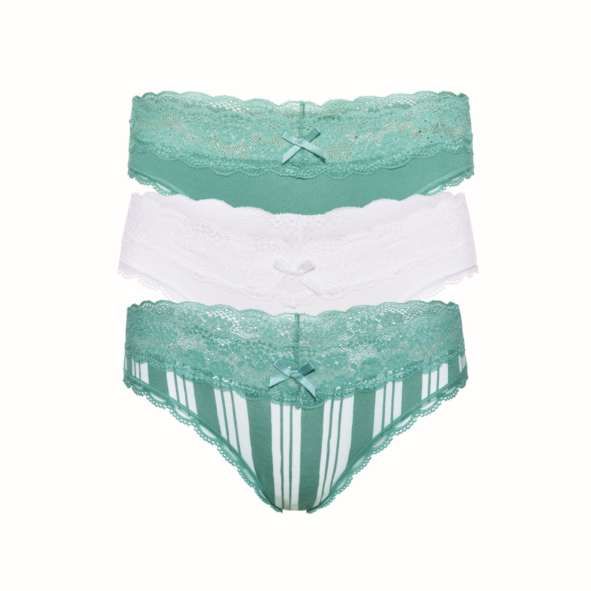 Ahna Thong 3-Pack in Jade Mist/Cream/Jade Mist Cream Stripe - - 2 3X