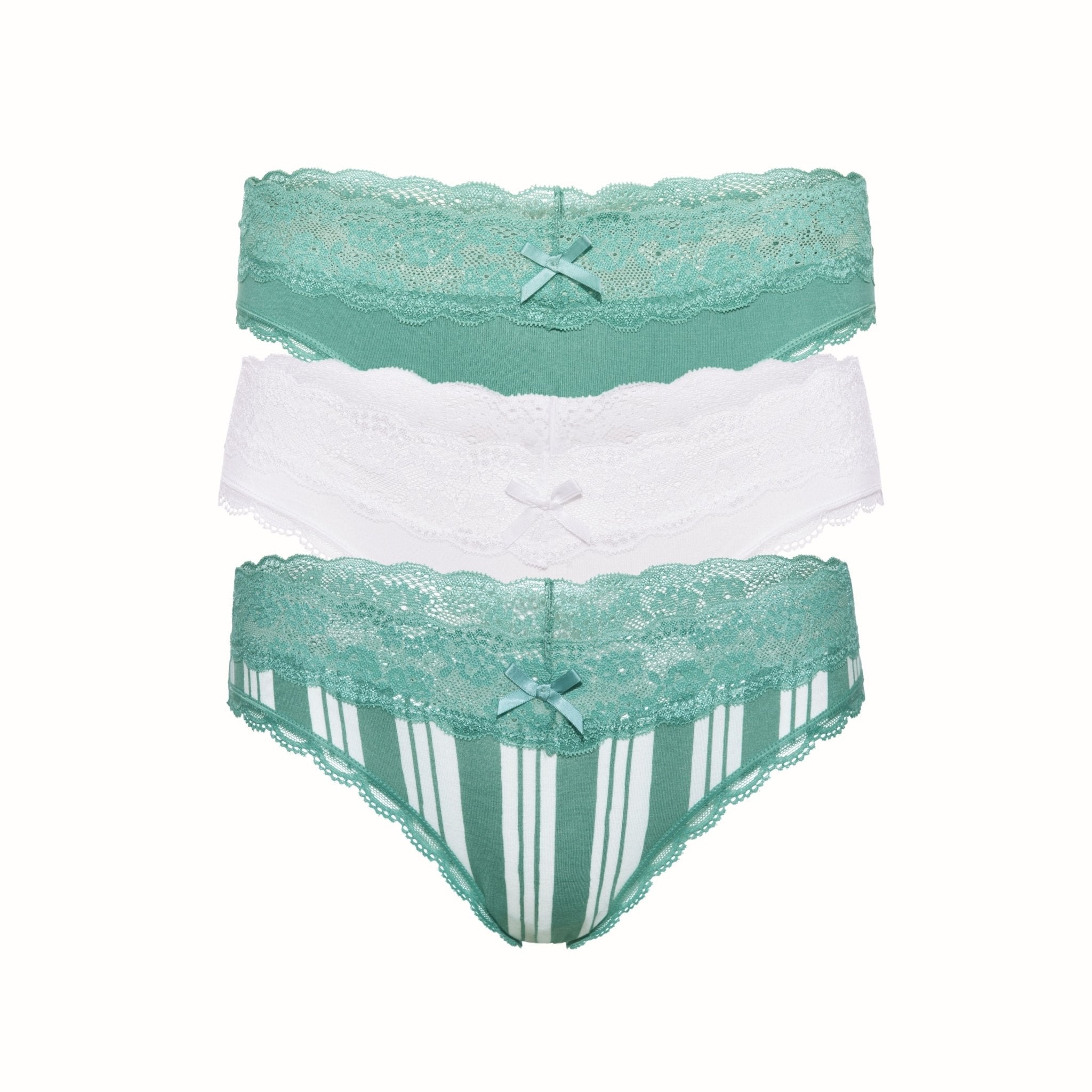 Ahna Thong 3-Pack in Jade Mist/Cream/Jade Mist Cream Stripe - - 2 3X