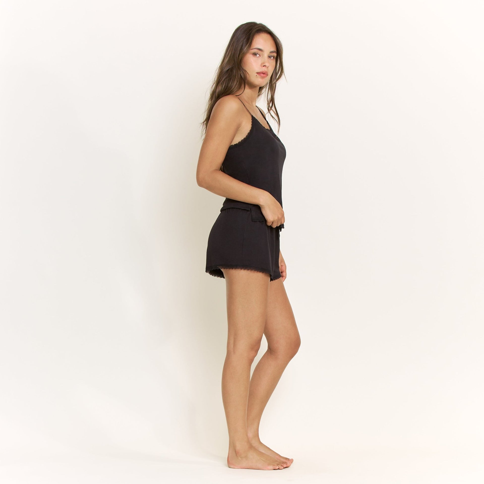 All American Cami Shortie Set in Black - Honeydew - XS