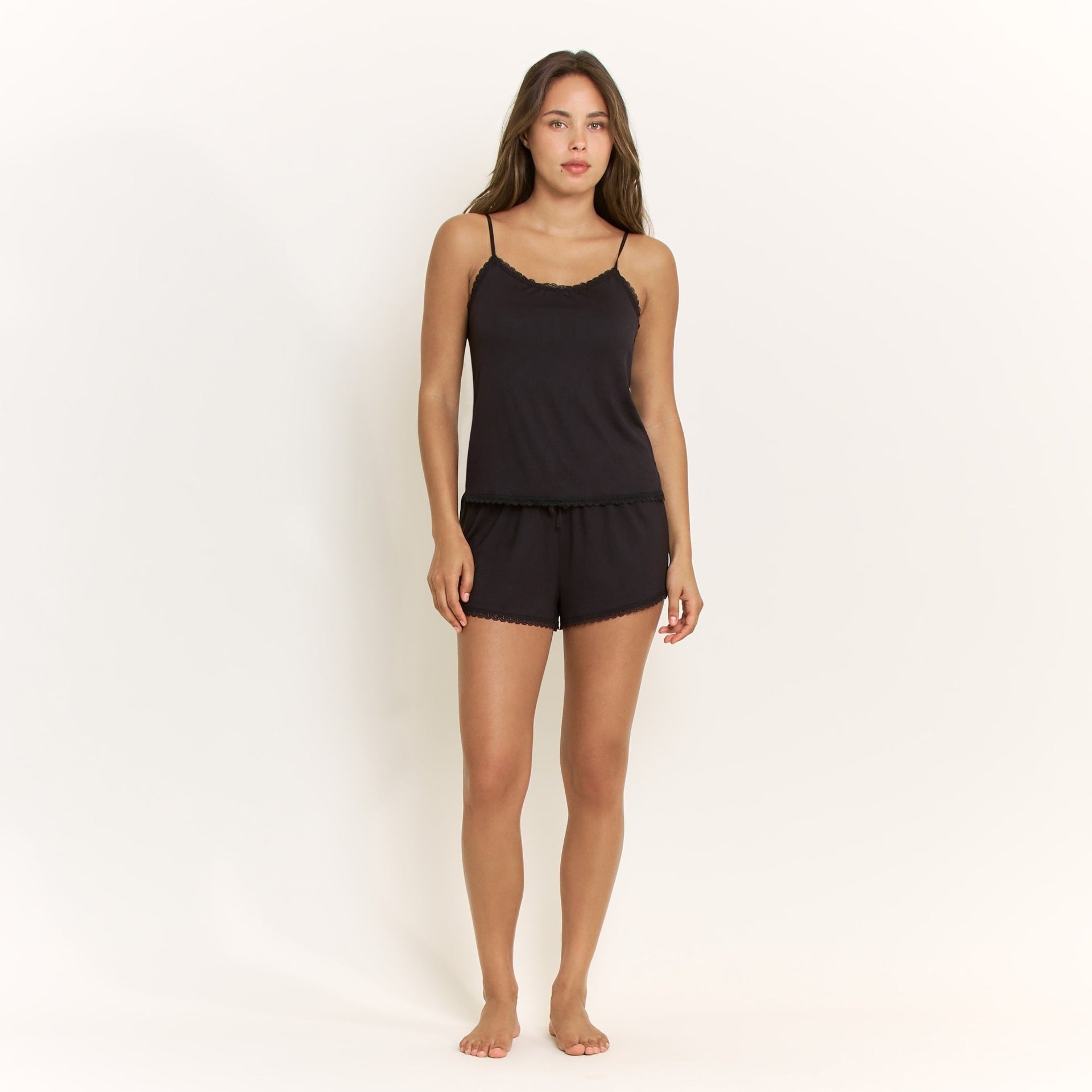 All American Cami Shortie Set in Black - Honeydew - XS