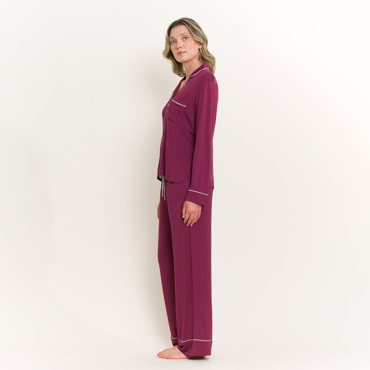 All American Long PJ Set in Raspberry - -