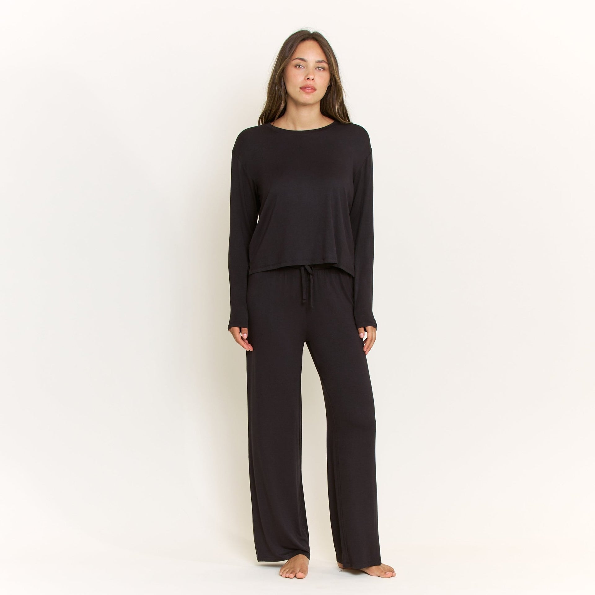 All American Long Sleeve Pant Set in Black - Honeydew - XS