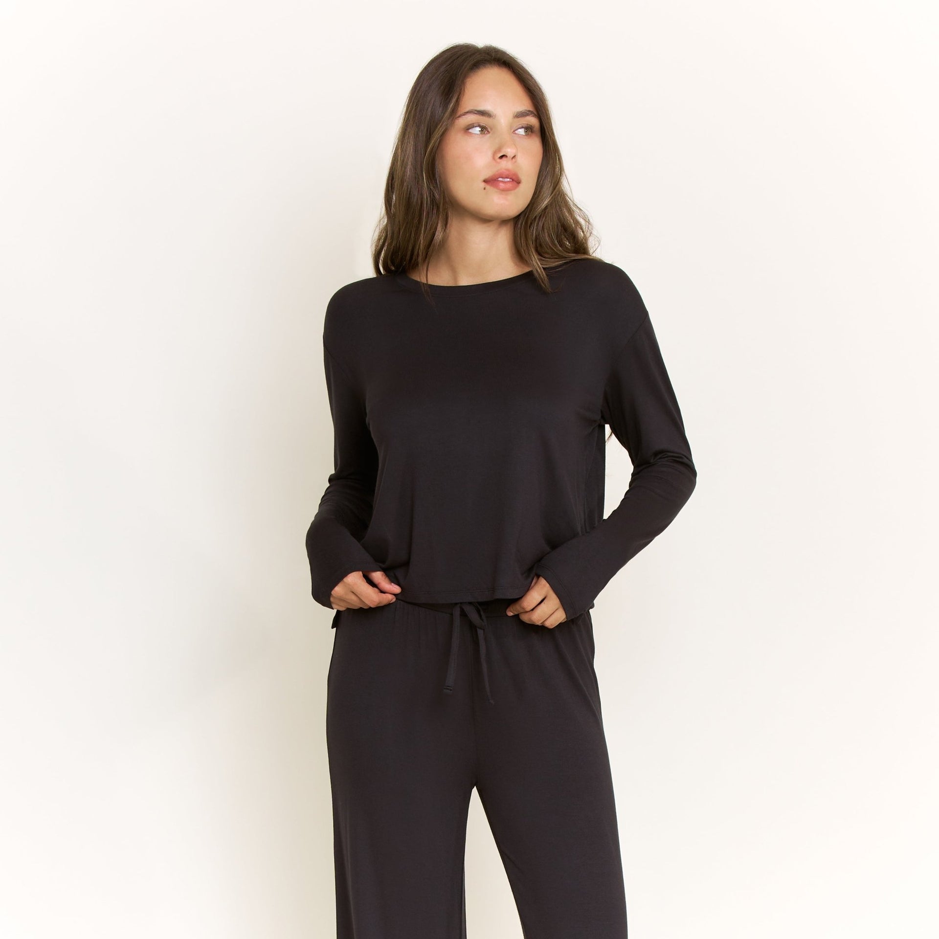 All American Long Sleeve Pant Set in Black - Honeydew - XS
