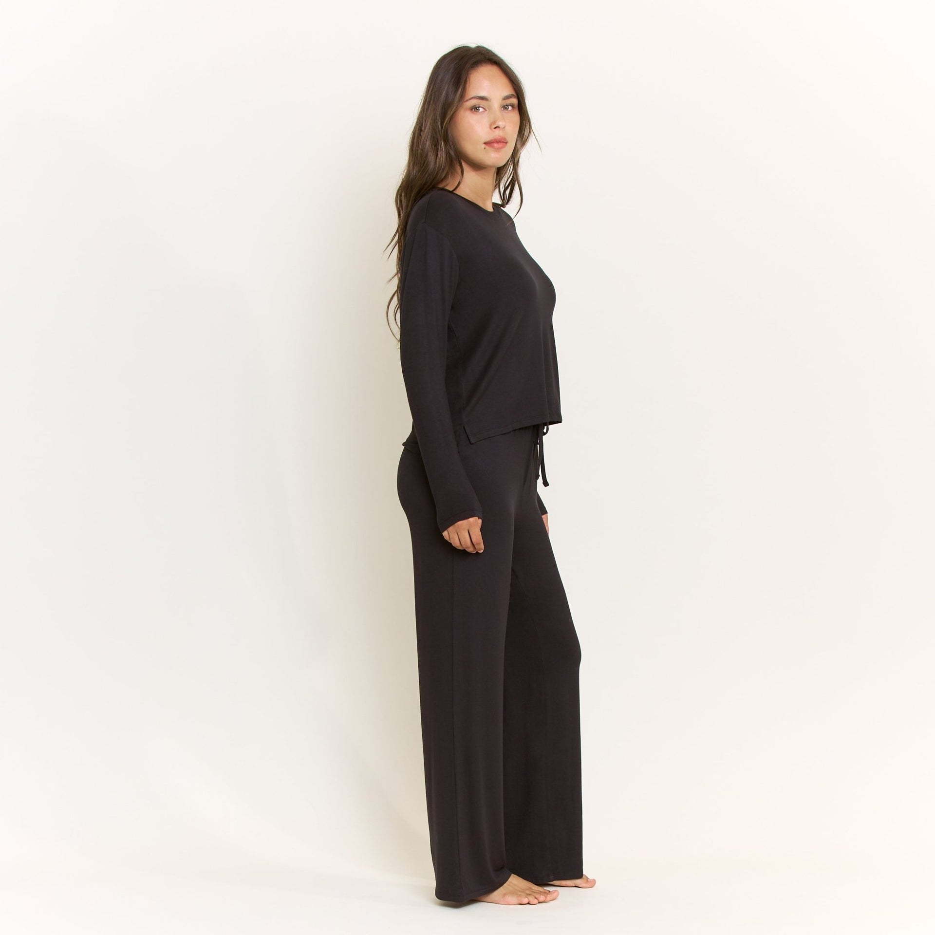 All American Long Sleeve Pant Set in Black - Honeydew - XS