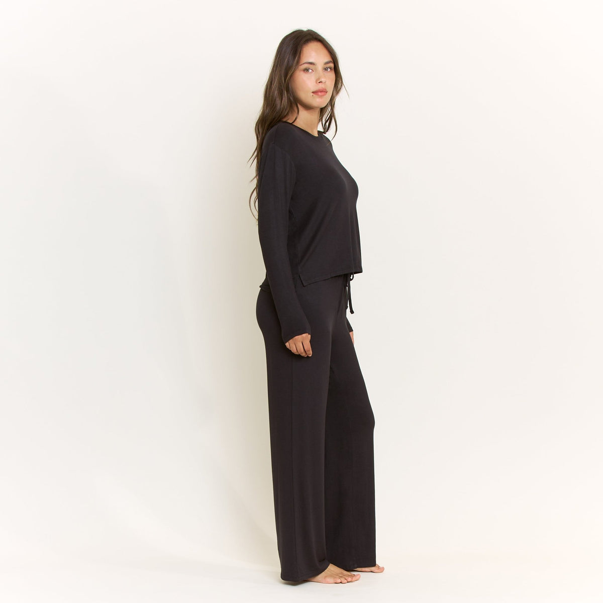 All American Long Sleeve Pant Set in Black - Sleepwear & Loungewear -