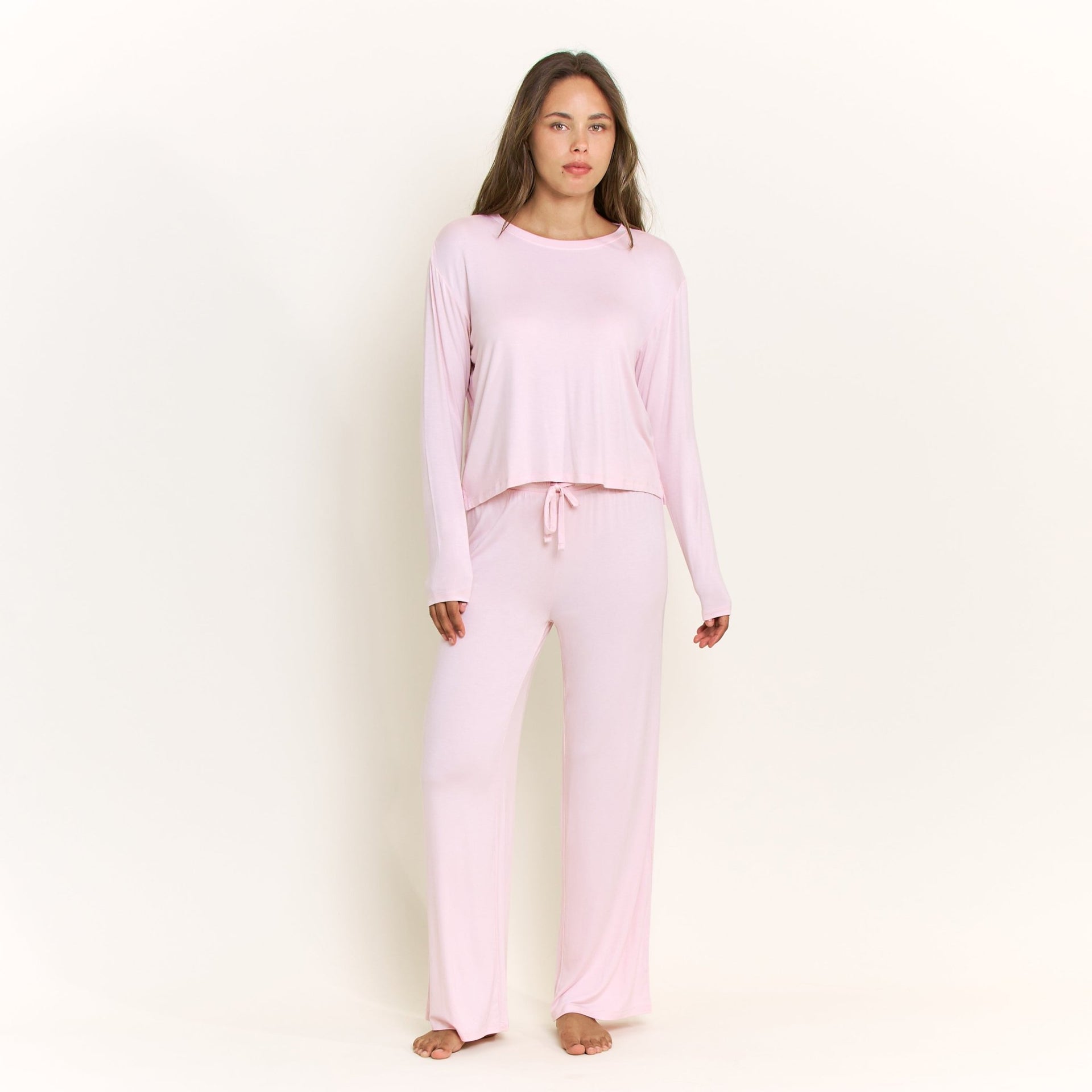 All American Long Sleeve Pant Set in Soft Pink - Honeydew - XS