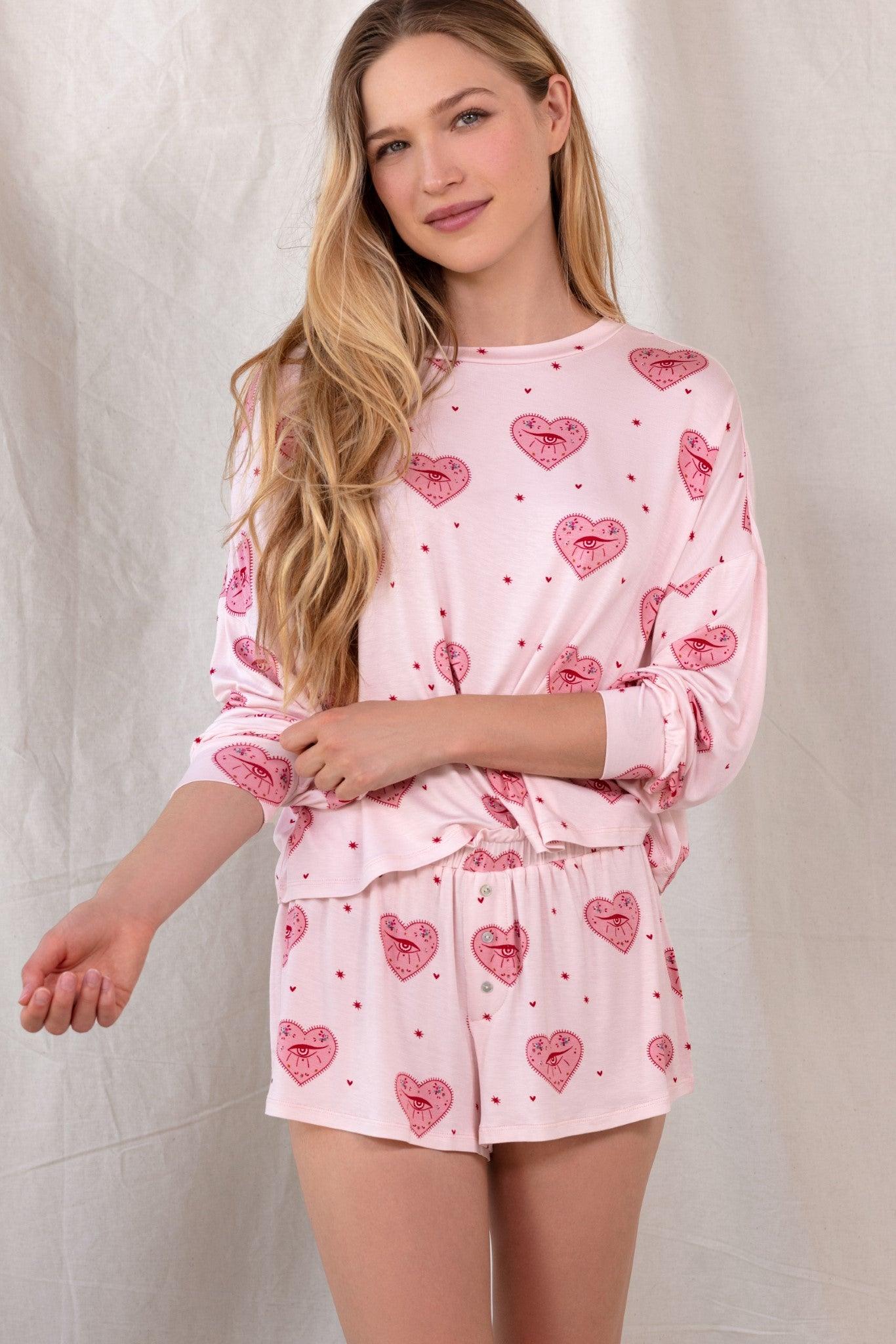 All American Pajama Set in Pure Hearts - Sleepwear & Loungewear - X-Large