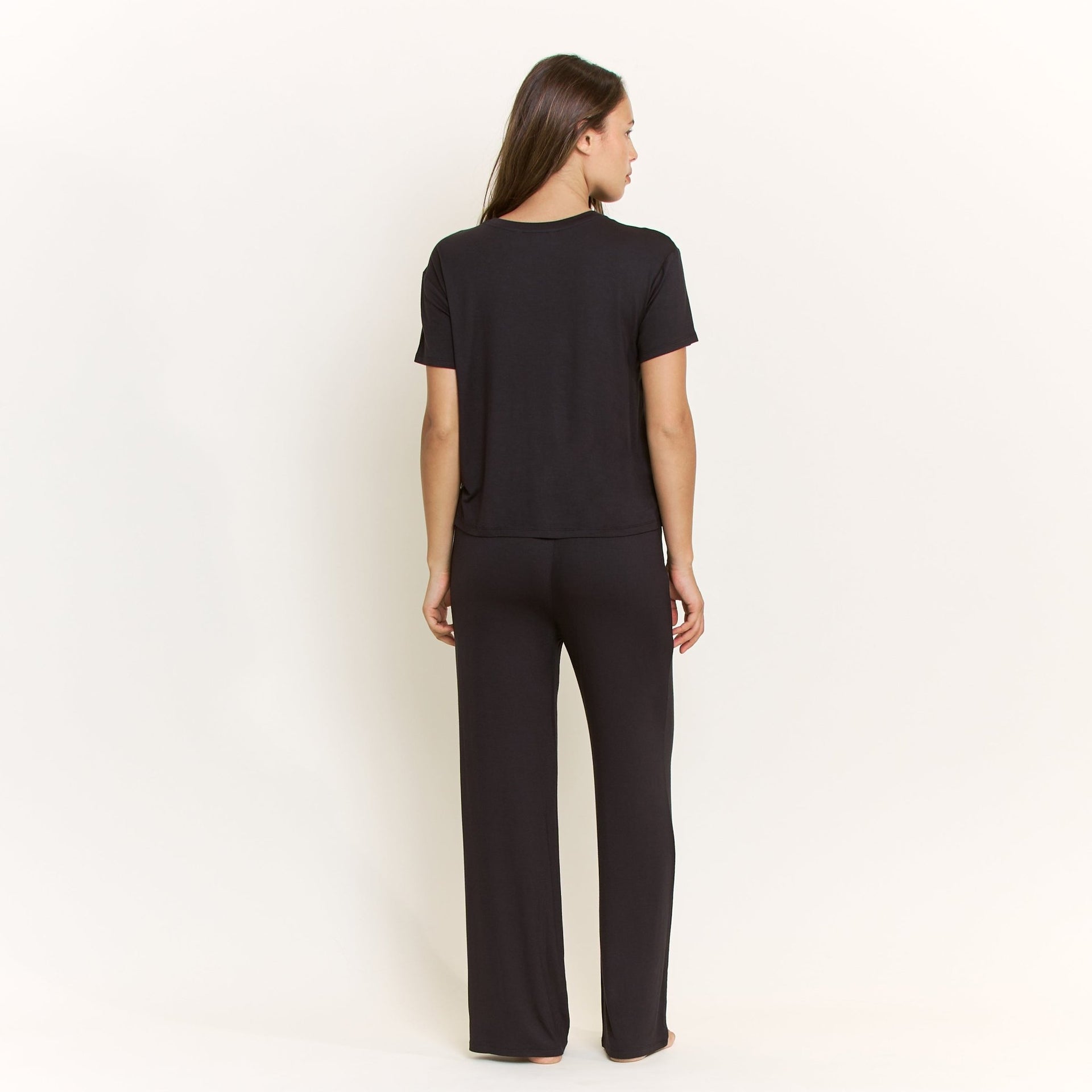 All American Short Sleeve Pant Set in Black - Honeydew - XS