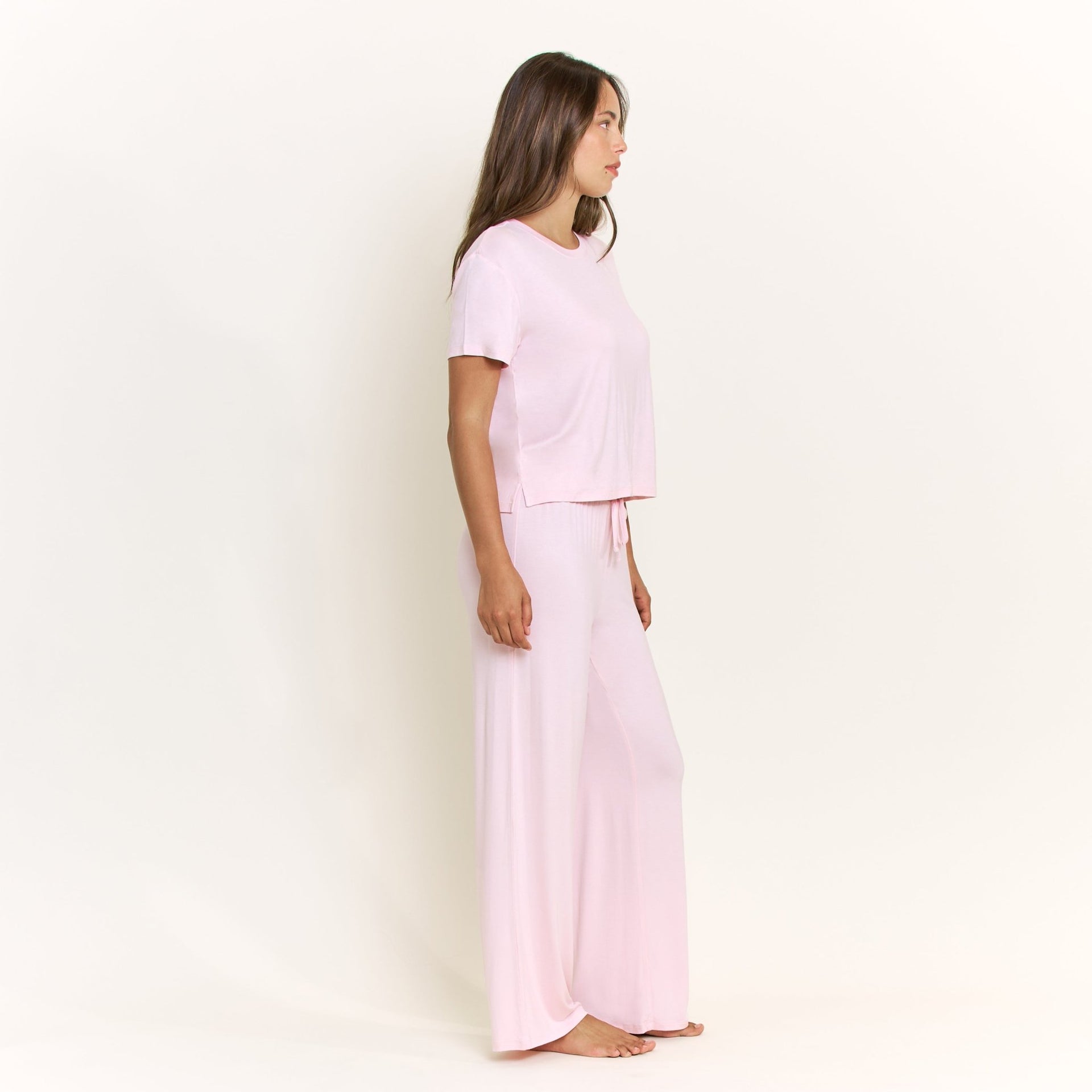 All American Short Sleeve Pant Set in Soft Pink - Honeydew - XS
