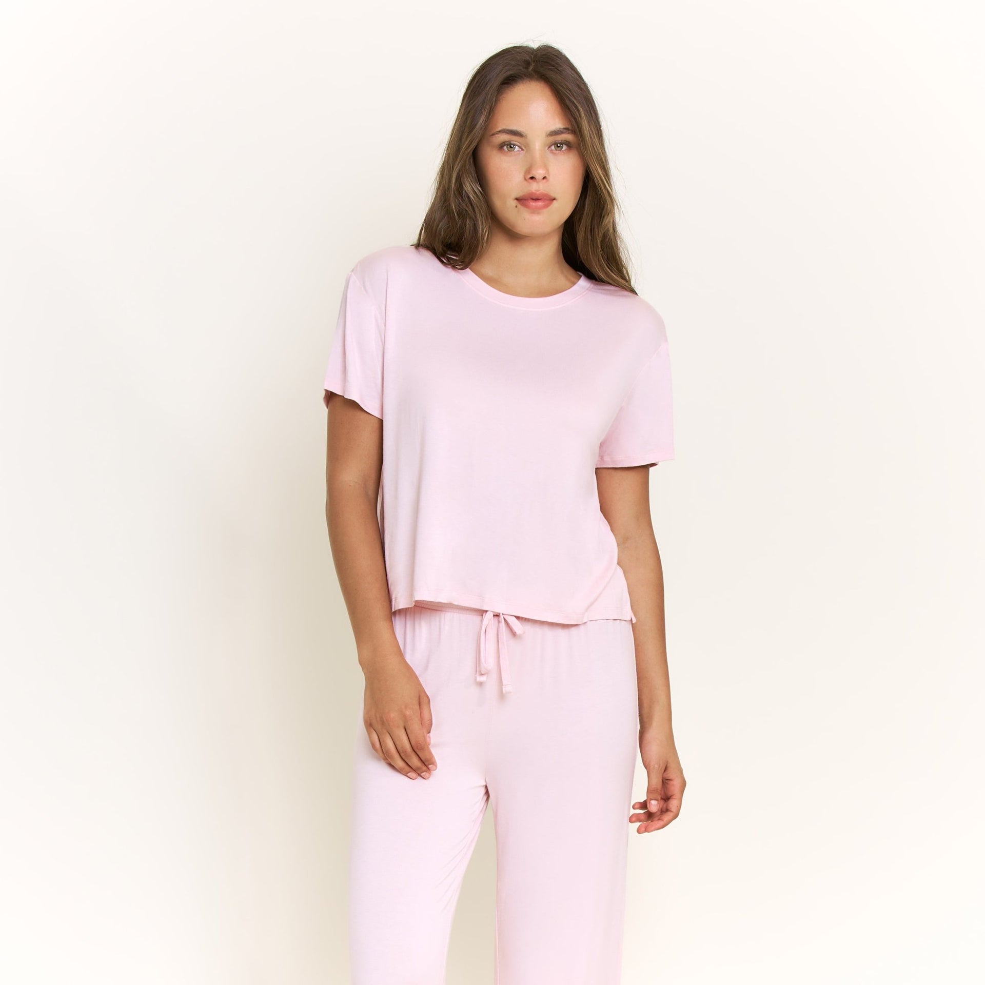 All American Short Sleeve Pant Set in Soft Pink - Honeydew - XS