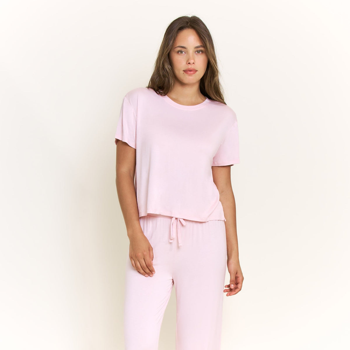 All American Short Sleeve Pant Set in Soft Pink - Sleepwear & Loungewear -