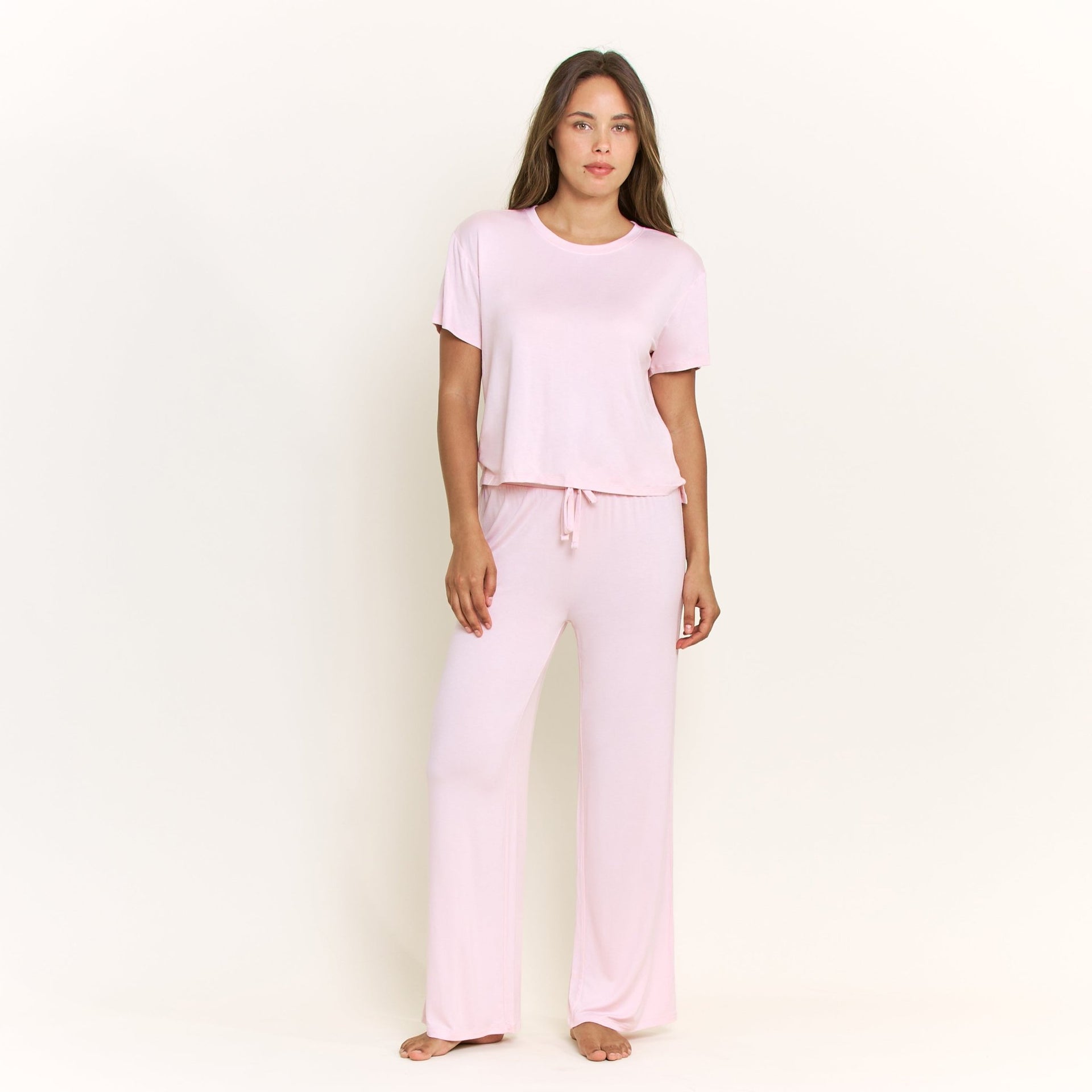 All American Short Sleeve Pant Set in Soft Pink - Honeydew - XS