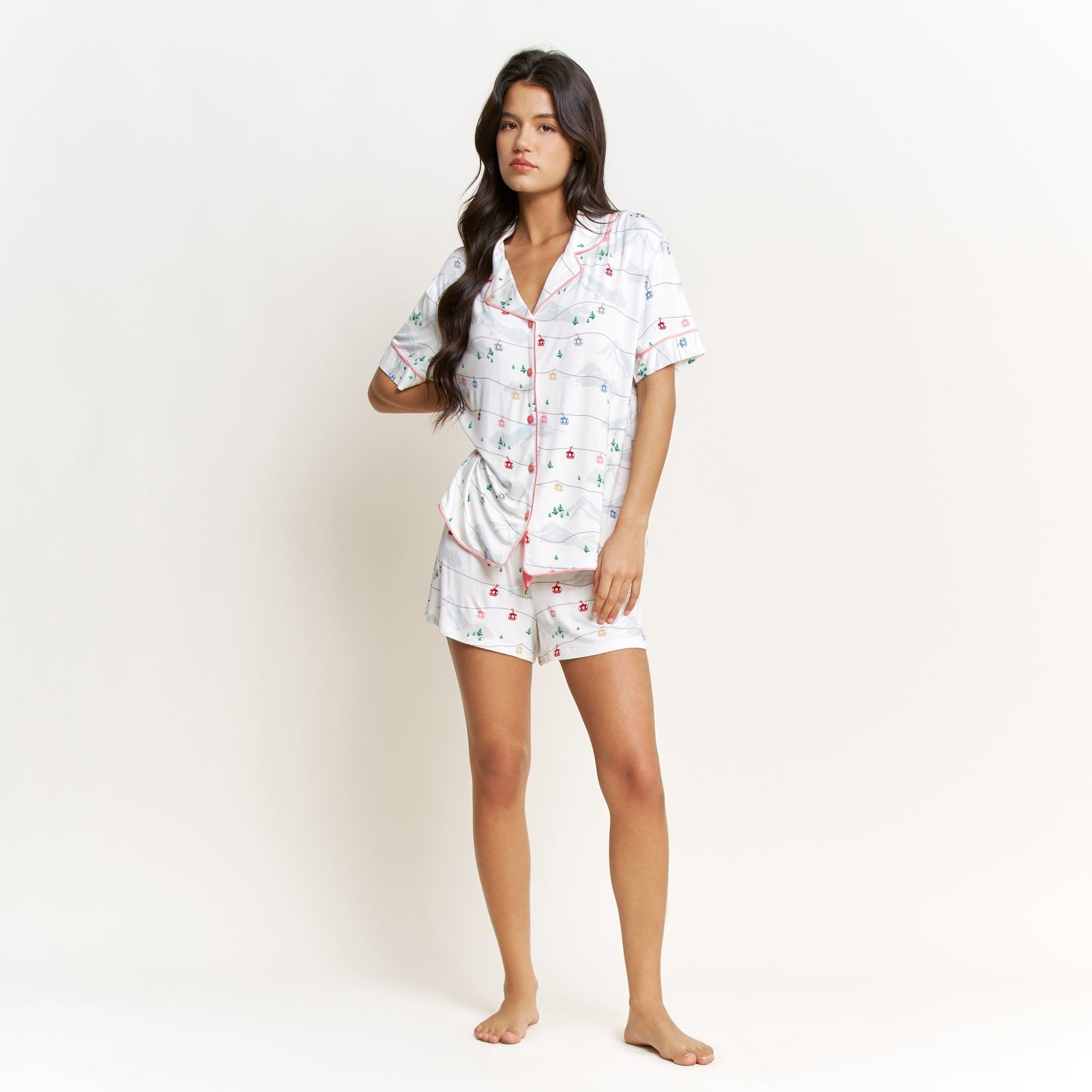 All American Shortie PJ Set in Ivory Gondolas - Shortie Set - XL