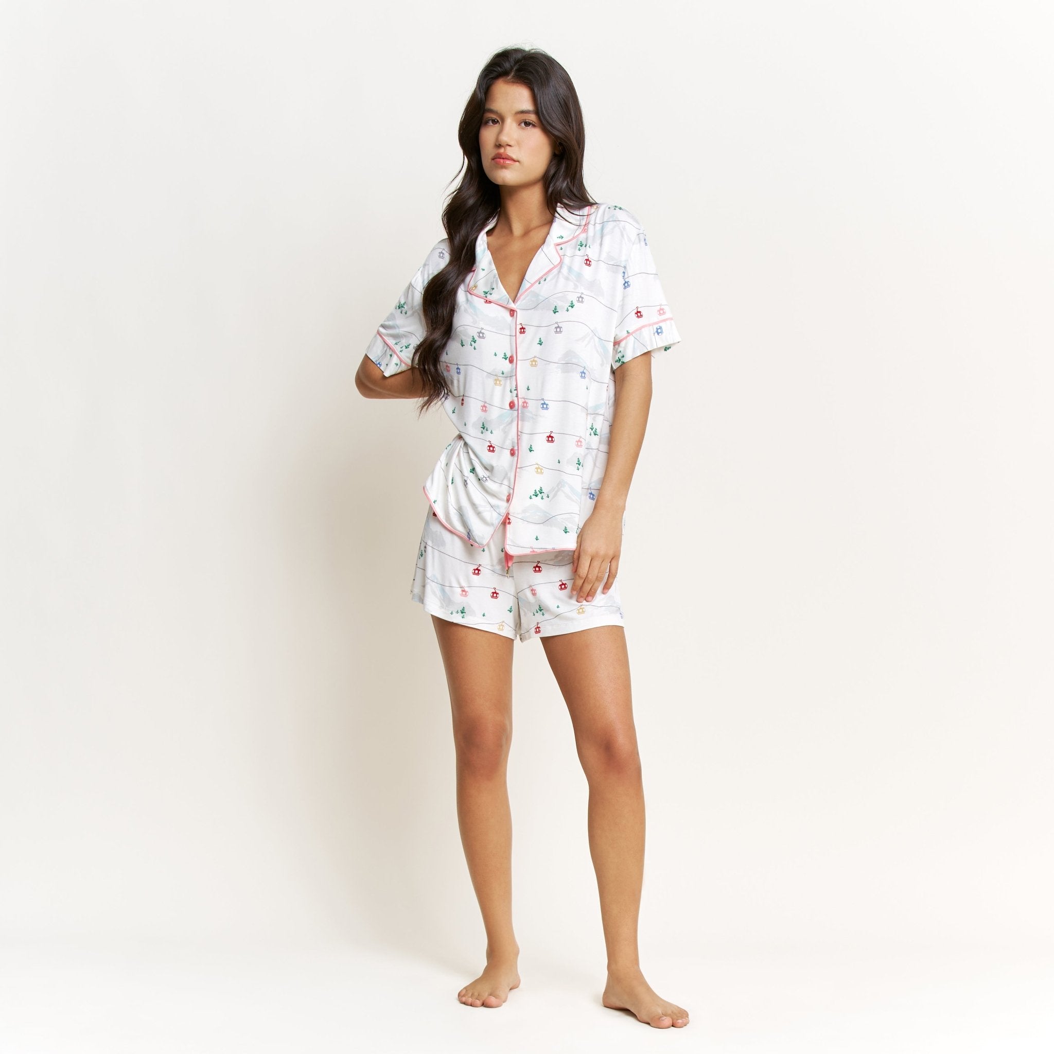 All American Shortie PJ Set in Ivory Gondolas - Shortie Set - XL