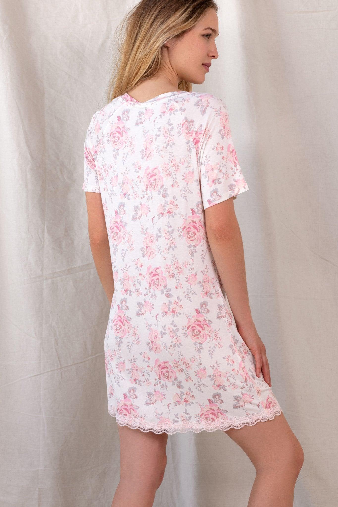 All American Sleepshirt in Cream Roses - Sleepwear & Loungewear -