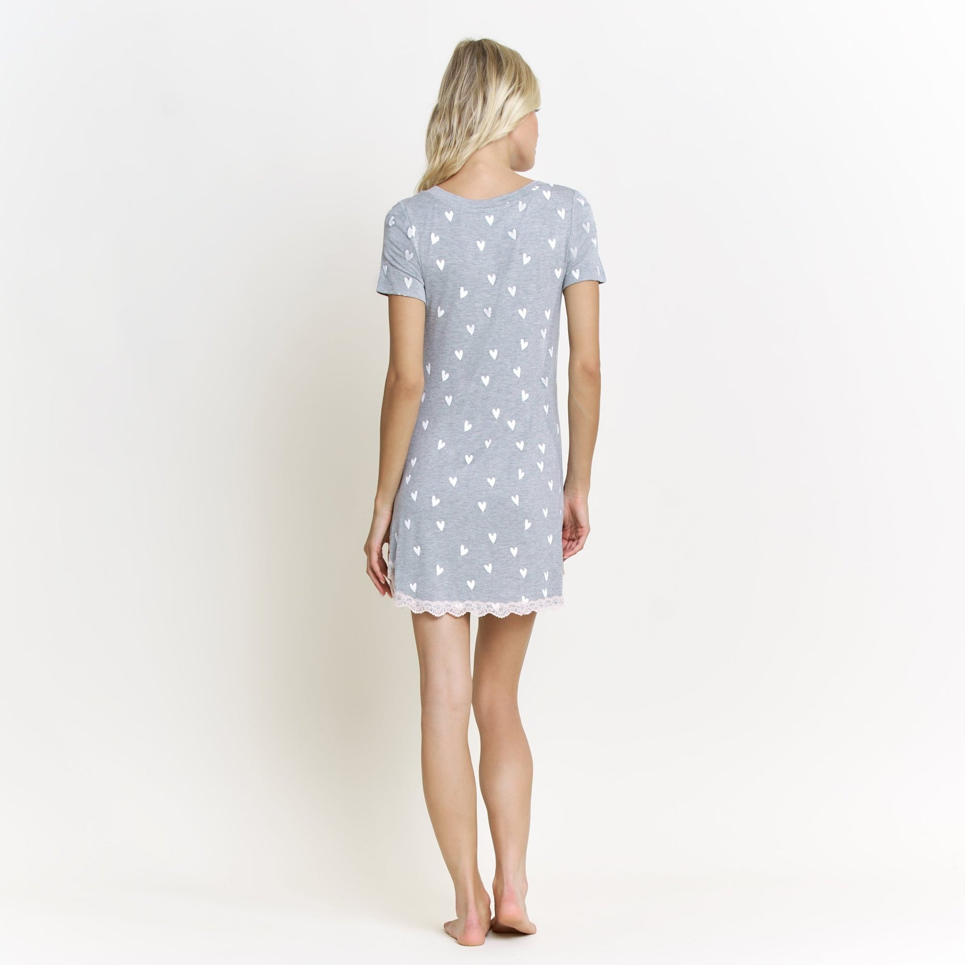 All American Sleepshirt In Heather Grey Hearts - Sleepwear & Loungewear -