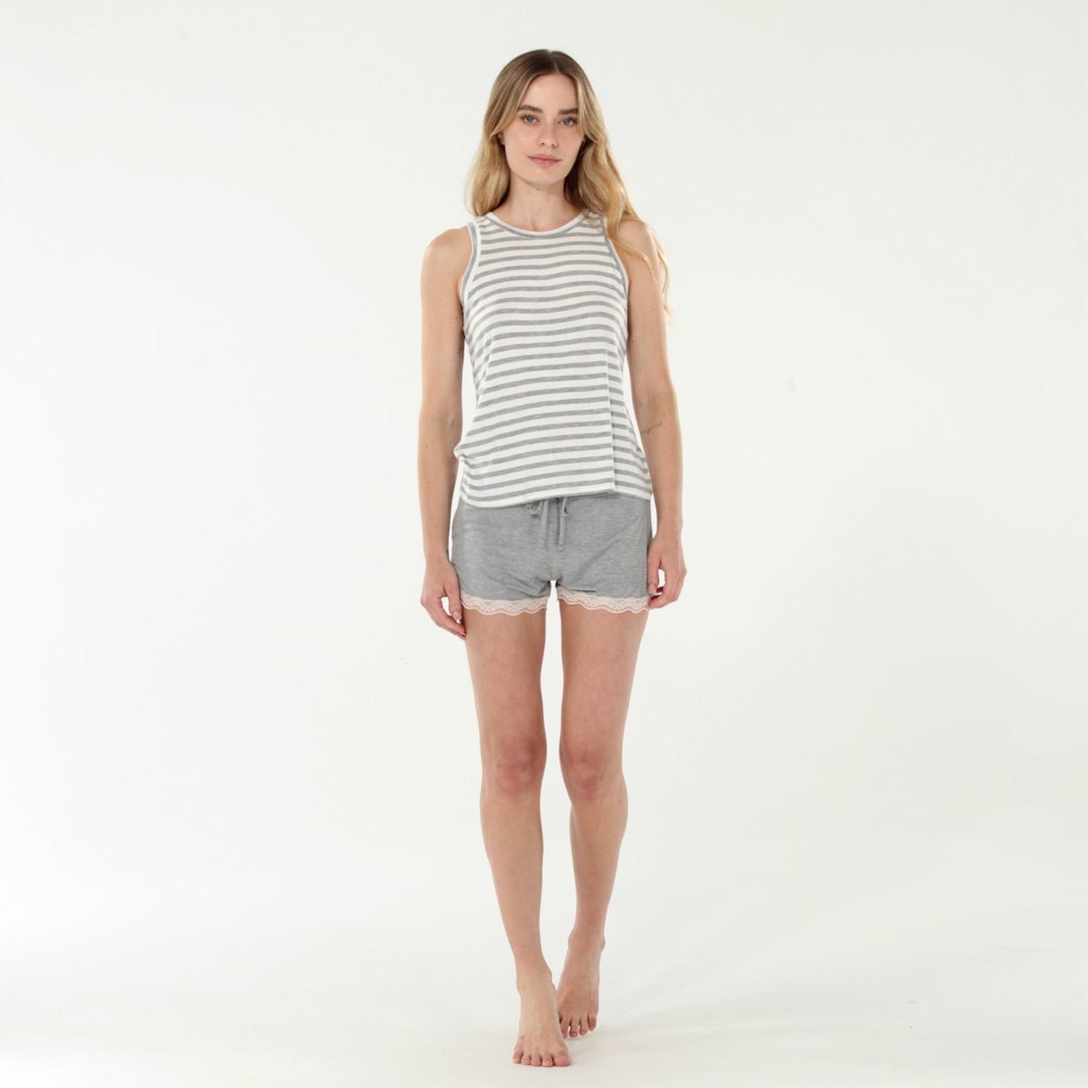 All American Tank Shortie Set In Ivory Stripe - Tank+Short -